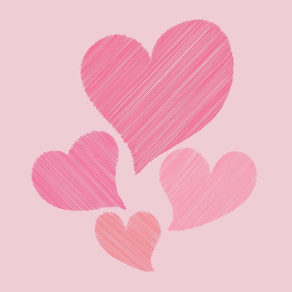 cute hearts, pink hearts, scribbled texture, SD Desktop Wallpaper