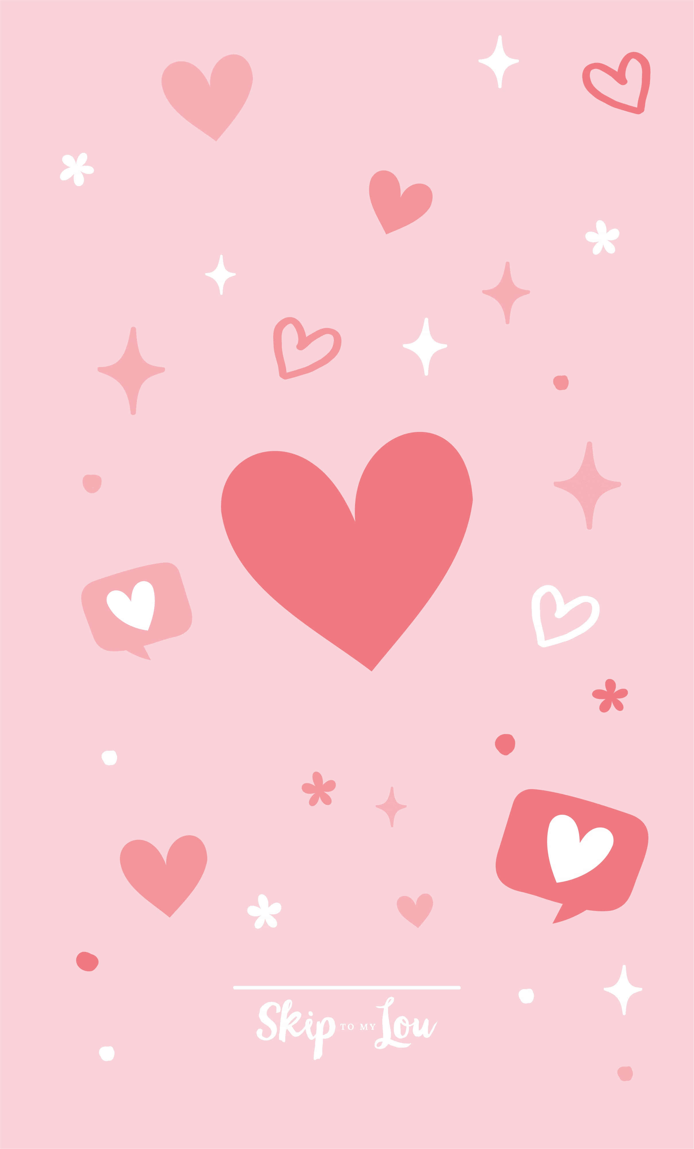 Cute Hearts, soft pink background, scattered hearts, 4K Phone Wallpaper