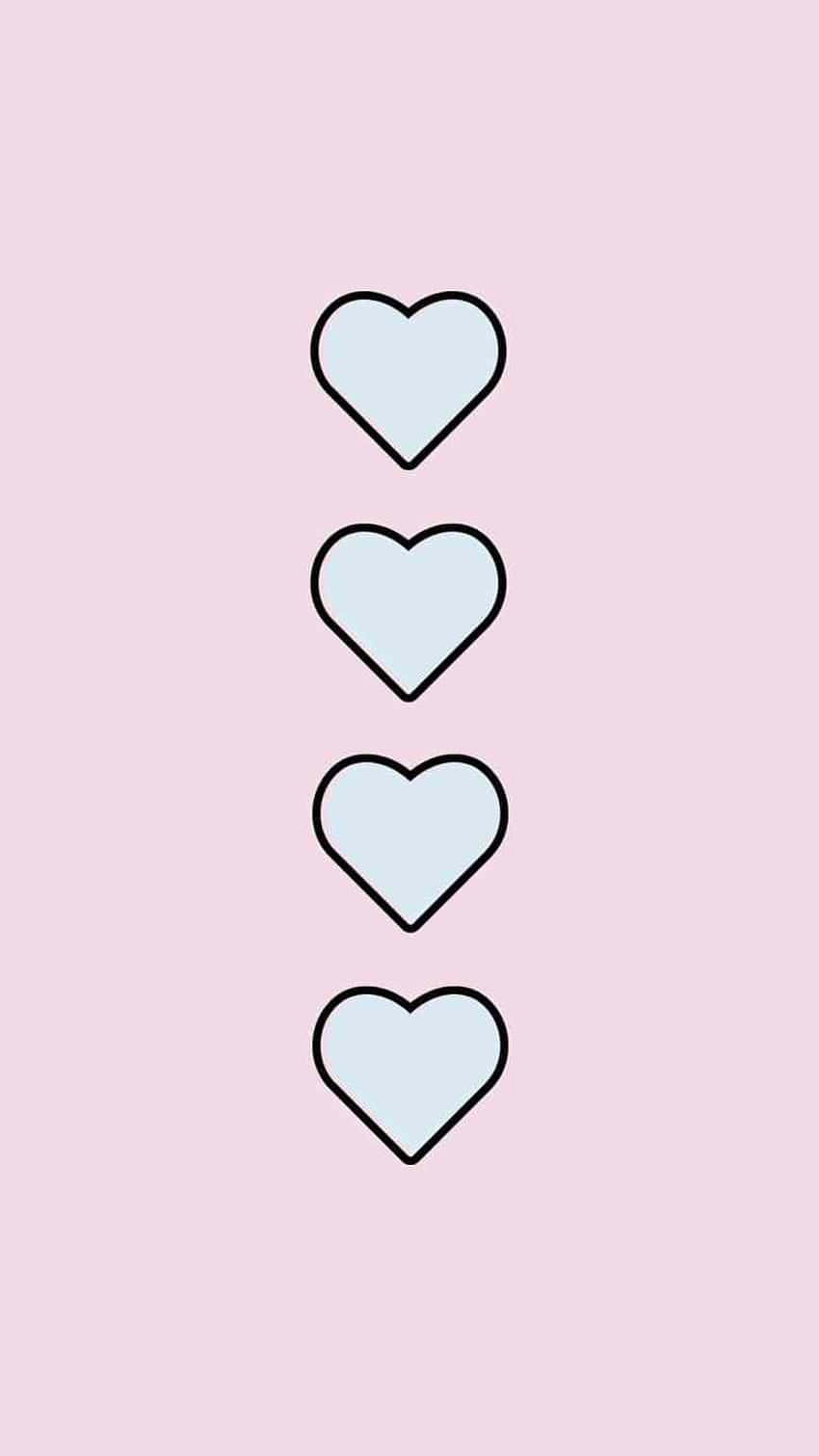 cute hearts, light blue, outlined hearts, HD Phone Wallpaper