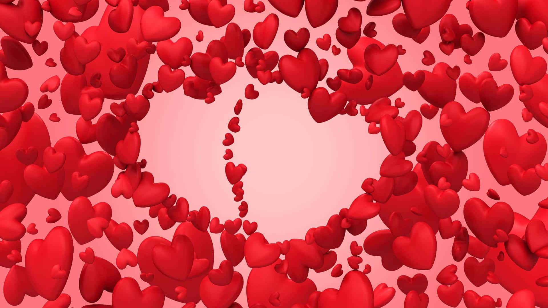 cute hearts, 3D-rendered heart-shaped frame, floating red hearts, Full HD Desktop Wallpaper