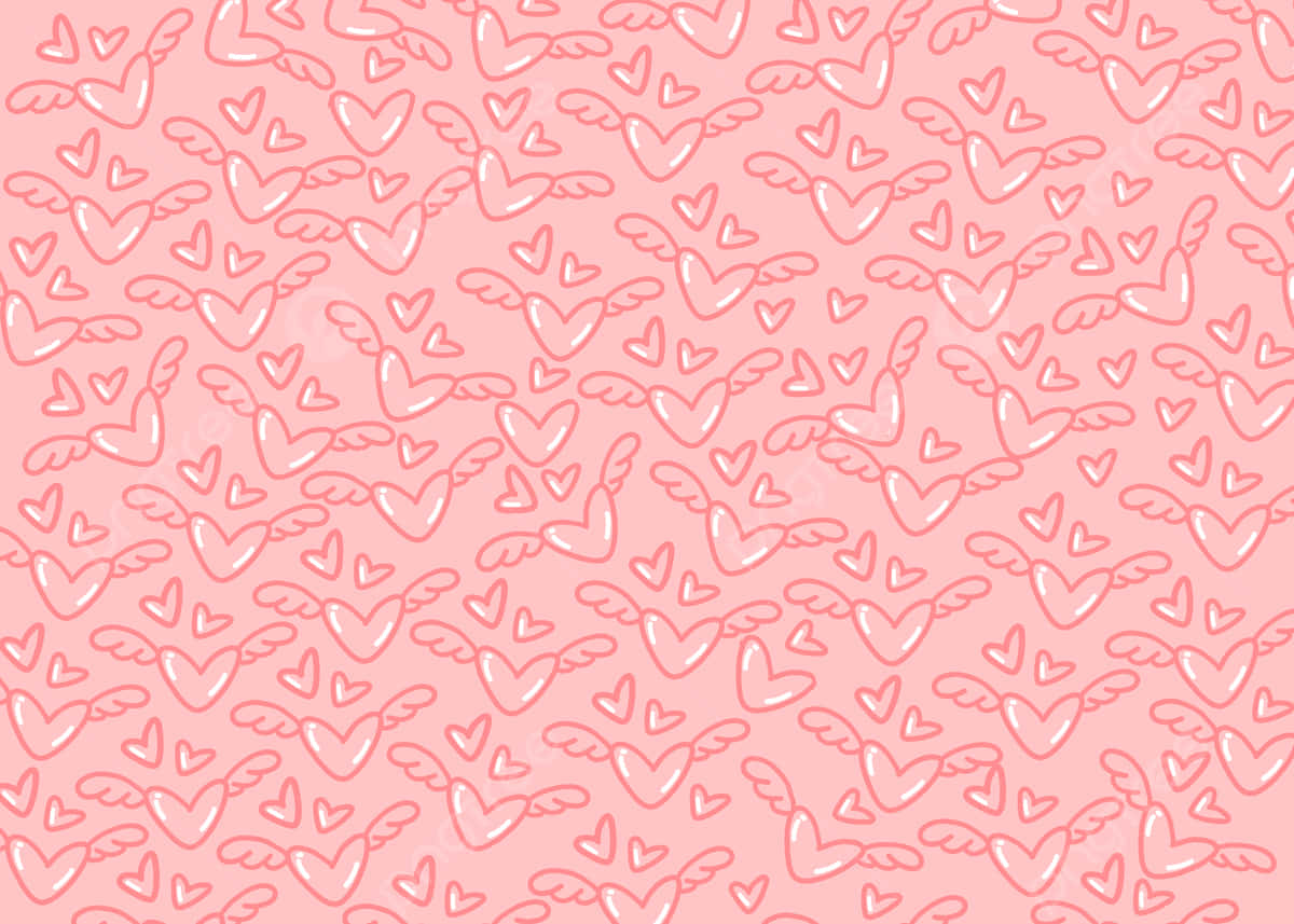 cute hearts, pink background, outlined hearts, SD Desktop Wallpaper