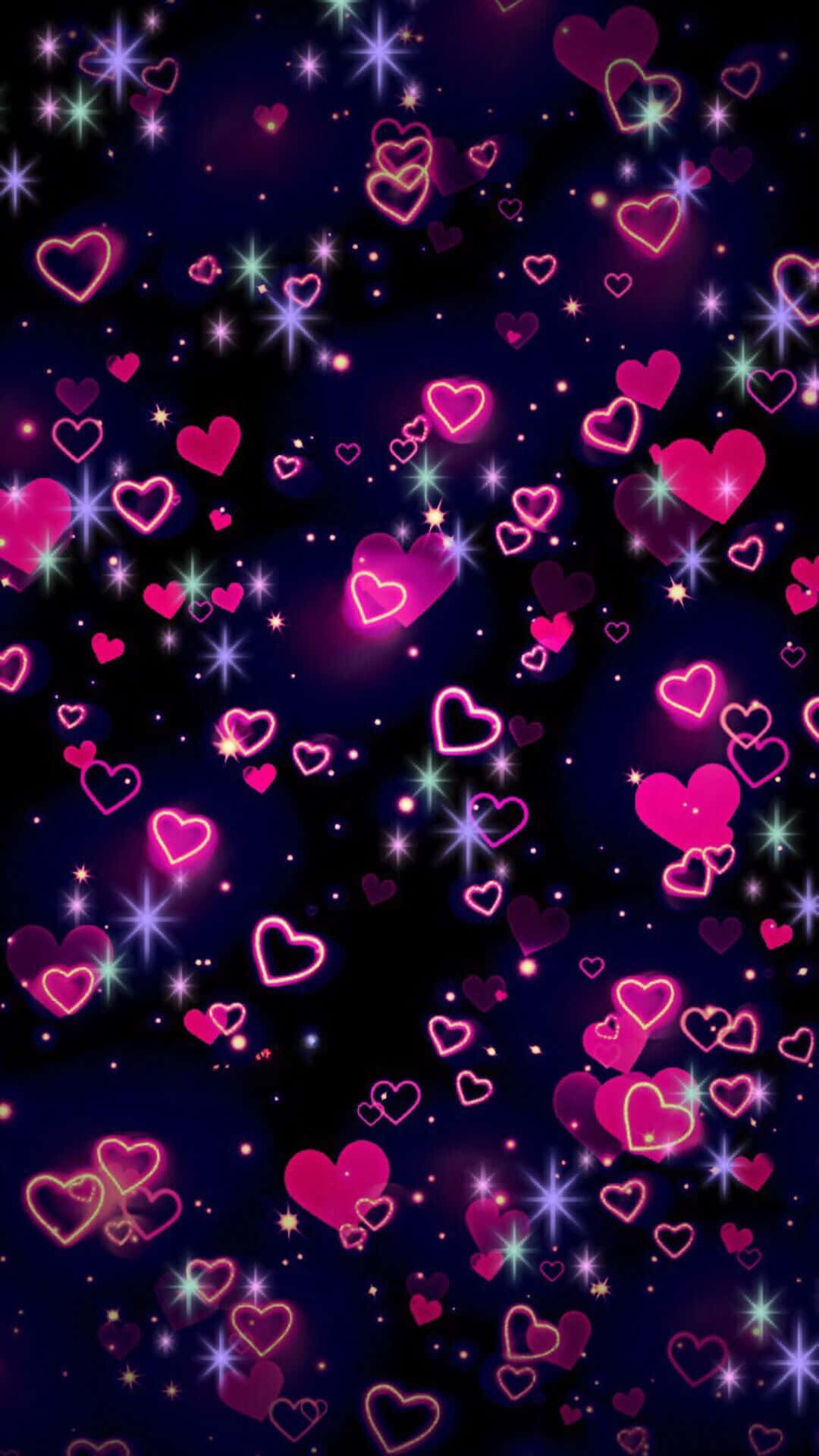 cute hearts, pink gradient background, vibrant pink glowing hearts, Full HD Phone Wallpaper