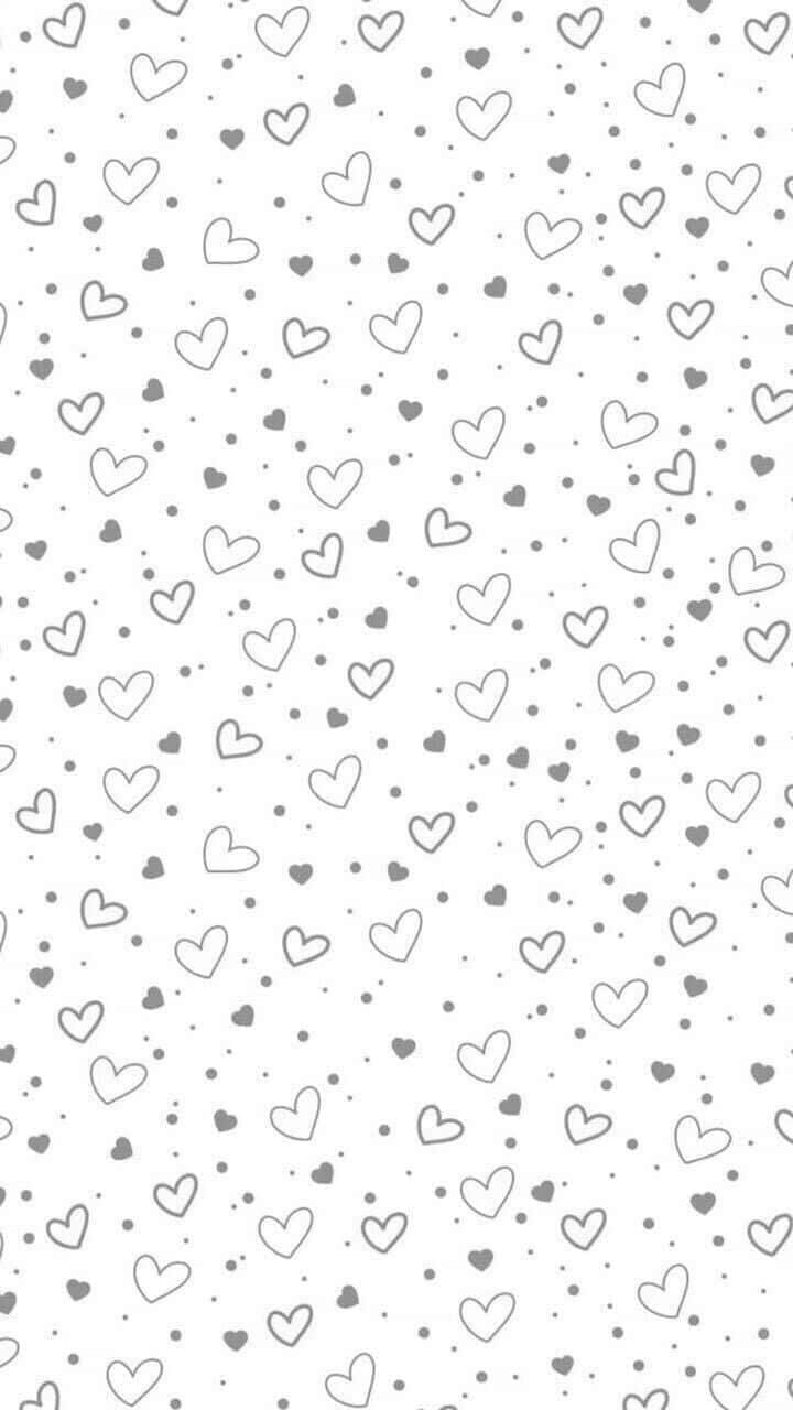 cute hearts, gray outlined hearts, dots, HD Phone Wallpaper