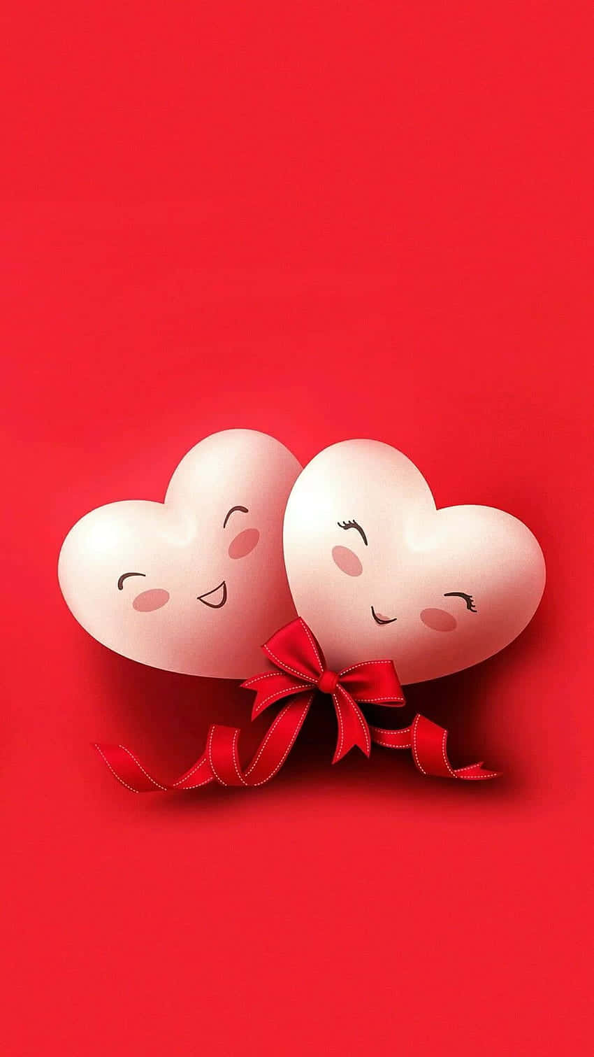 cute hearts, pink hearts pattern, smiling heart characters, HD Phone Wallpaper