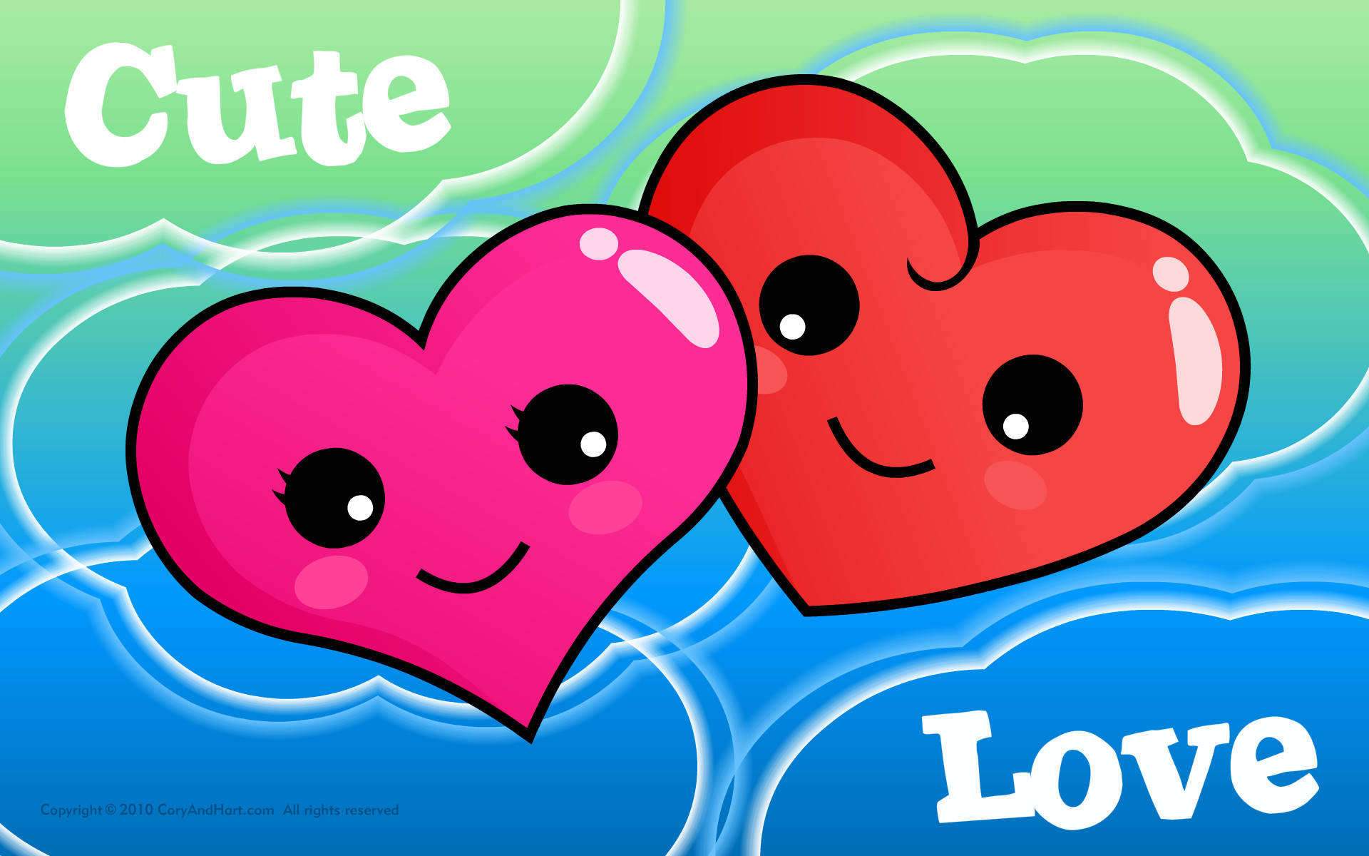 Cute Love Happy Hearts, pink, red, Full HD Desktop Wallpaper