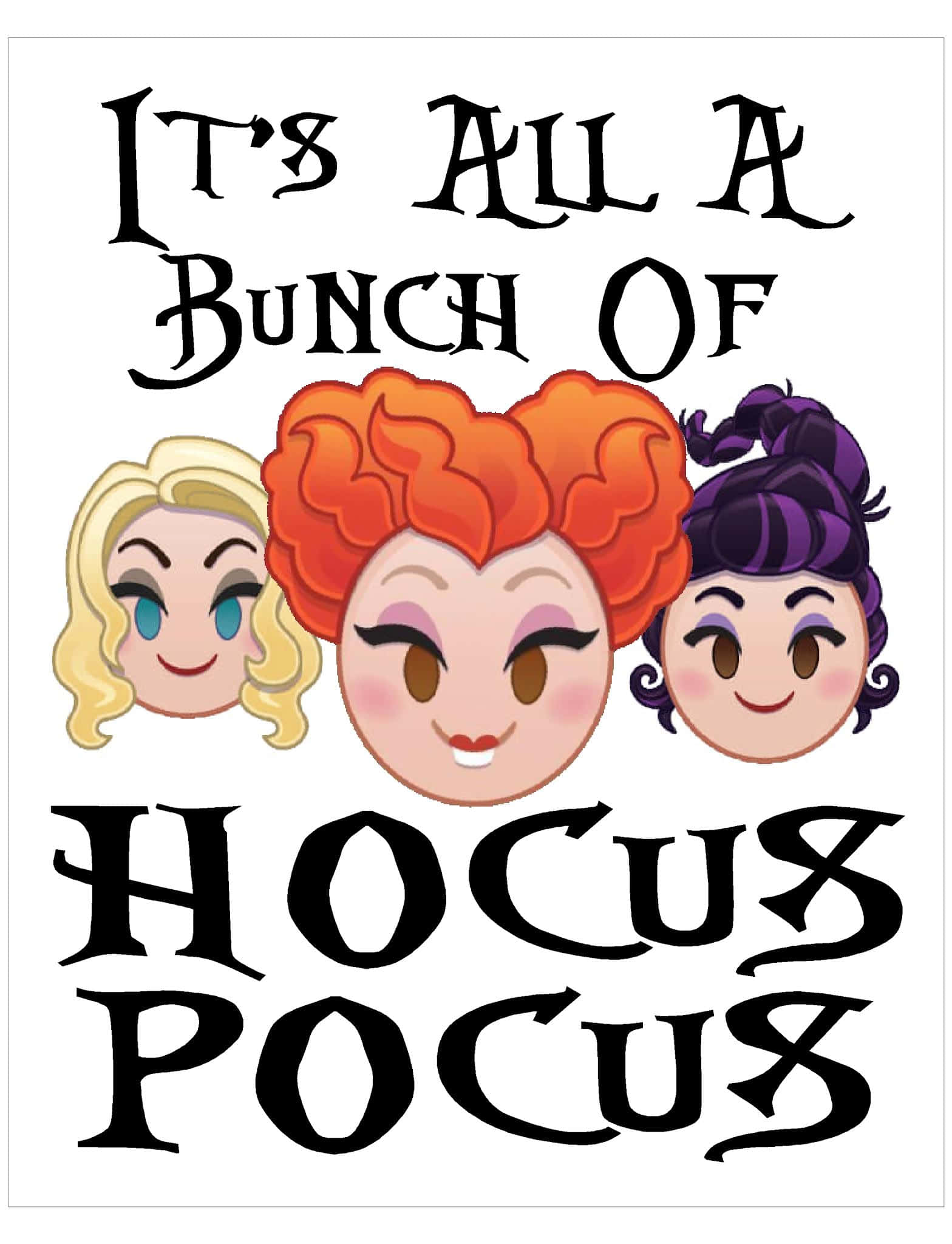 Cute Hocus Pocus, blonde orange and purple hair, black gothic font, Full HD Phone Wallpaper