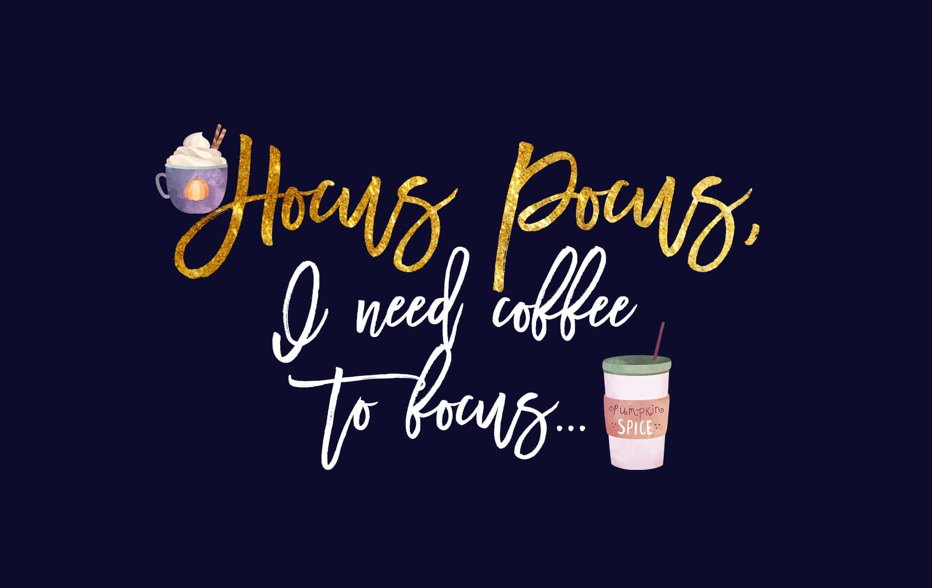 Hocus Pocus, coffee cups, dark blue background, HD Desktop Wallpaper