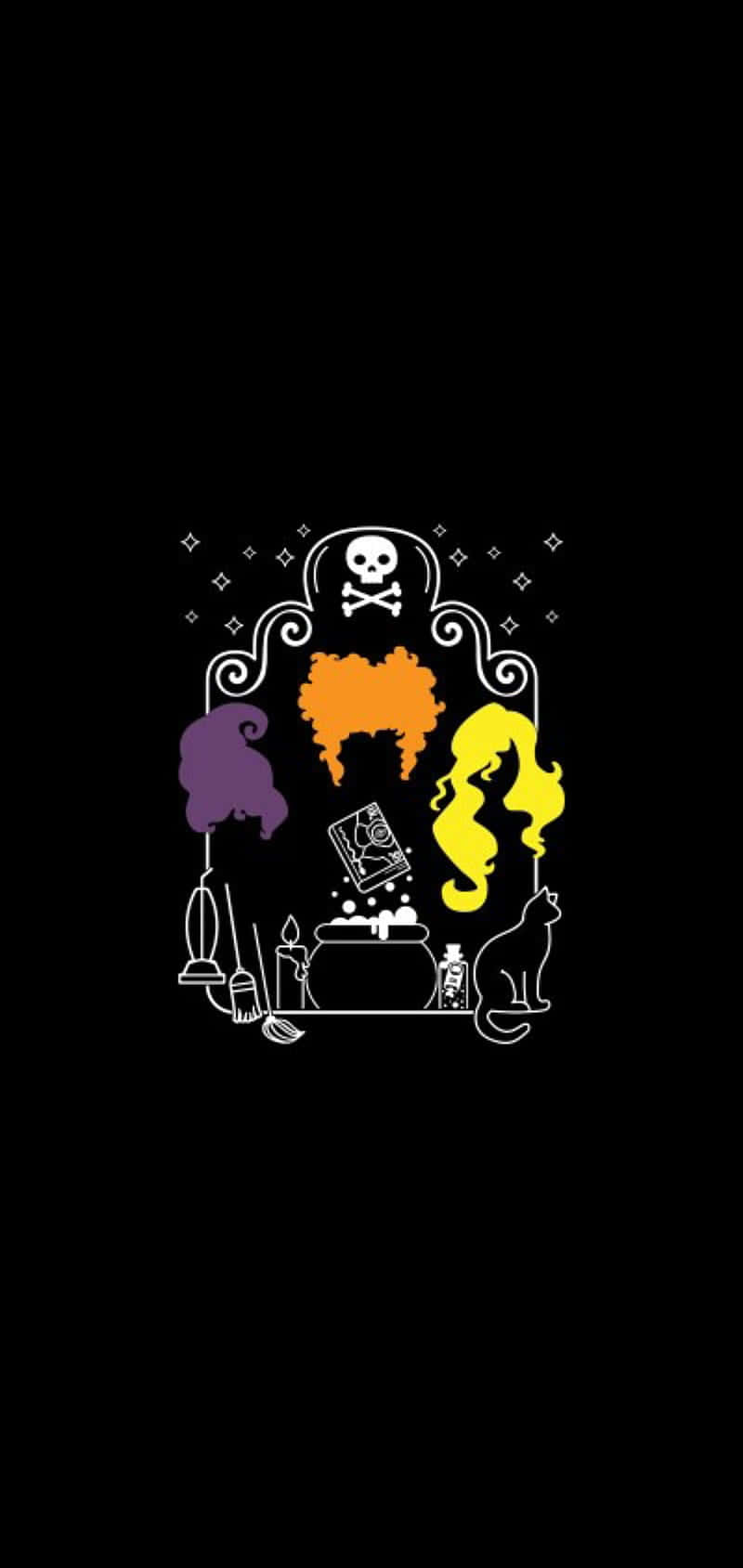 Hocus Pocus, silhouette art, witch's cauldron, HD Phone Wallpaper