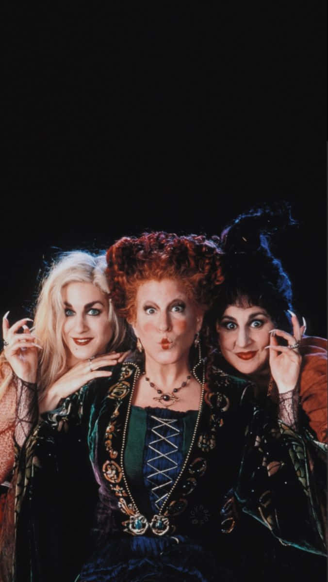 Hocus Pocus, witch sisters, ornate costumes, SD Phone Wallpaper