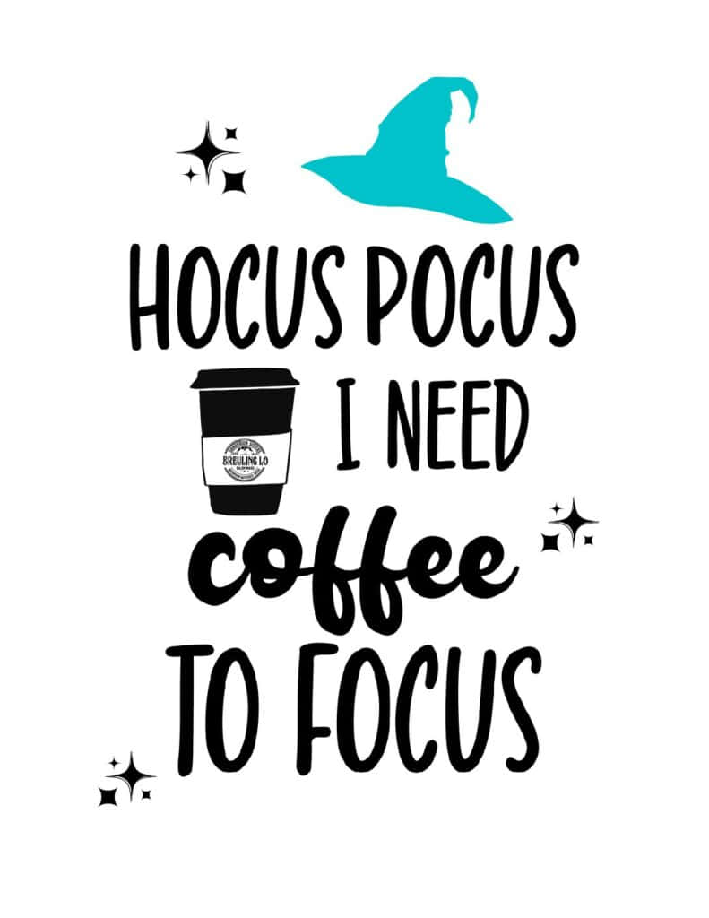 Hocus Pocus, coffee cup, teal witch hat, SD Phone Wallpaper