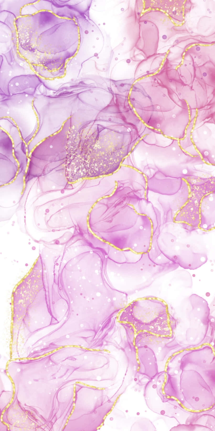 soft purple, pink hues, glittery gold outlines, HD Phone Wallpaper