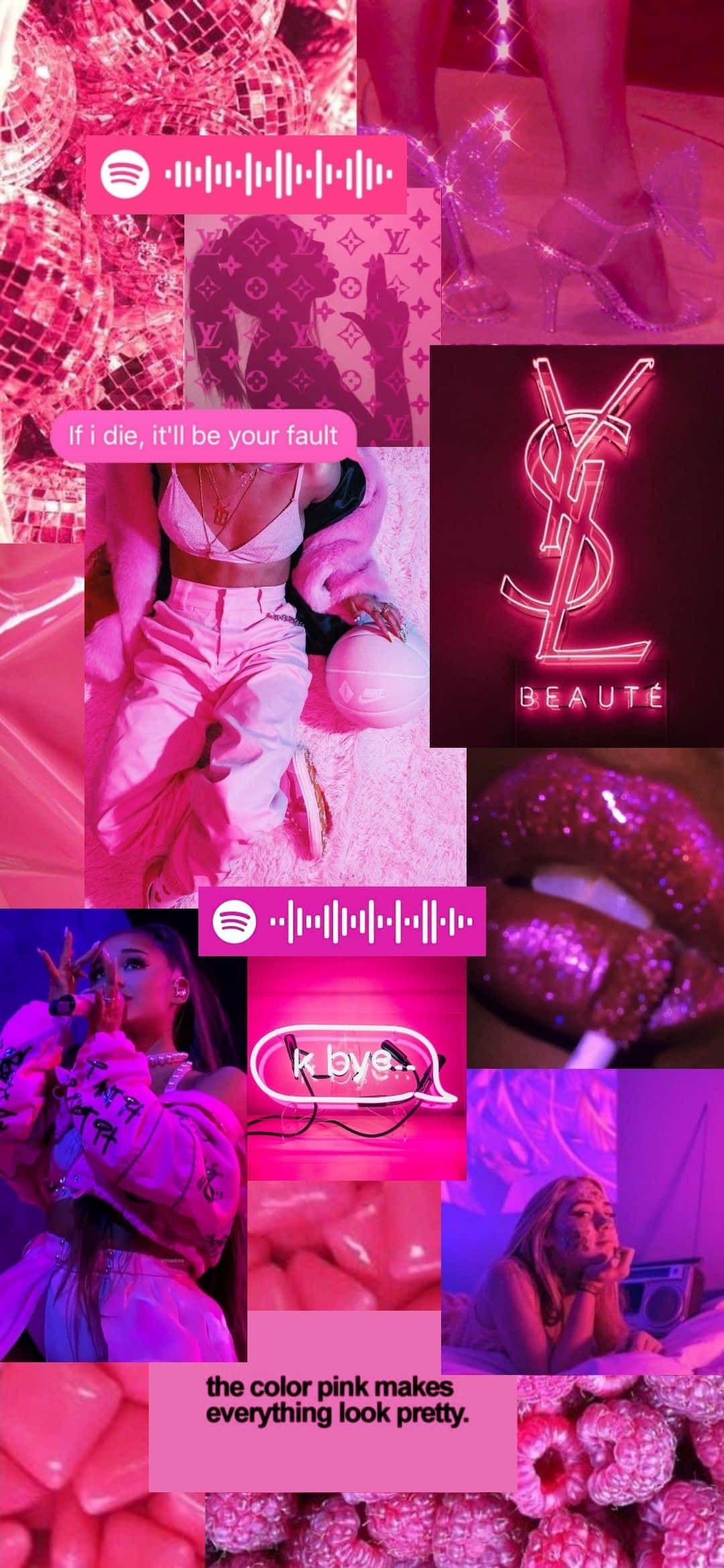 hot pink aesthetic, glittery lips, luxury logos, Full HD Phone Wallpaper