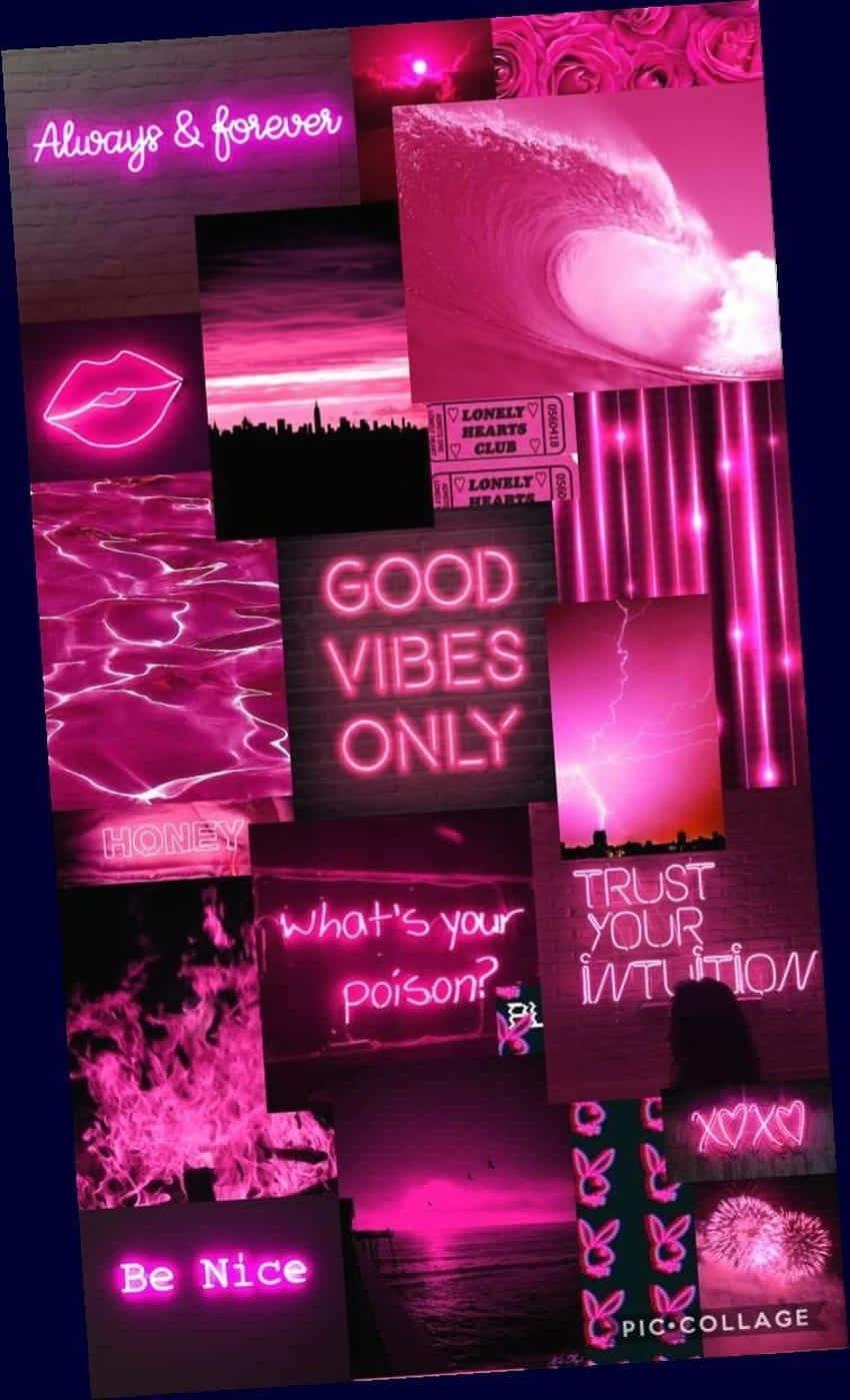 hot pink aesthetic, neon collage, motivational phrases, HD Phone Wallpaper