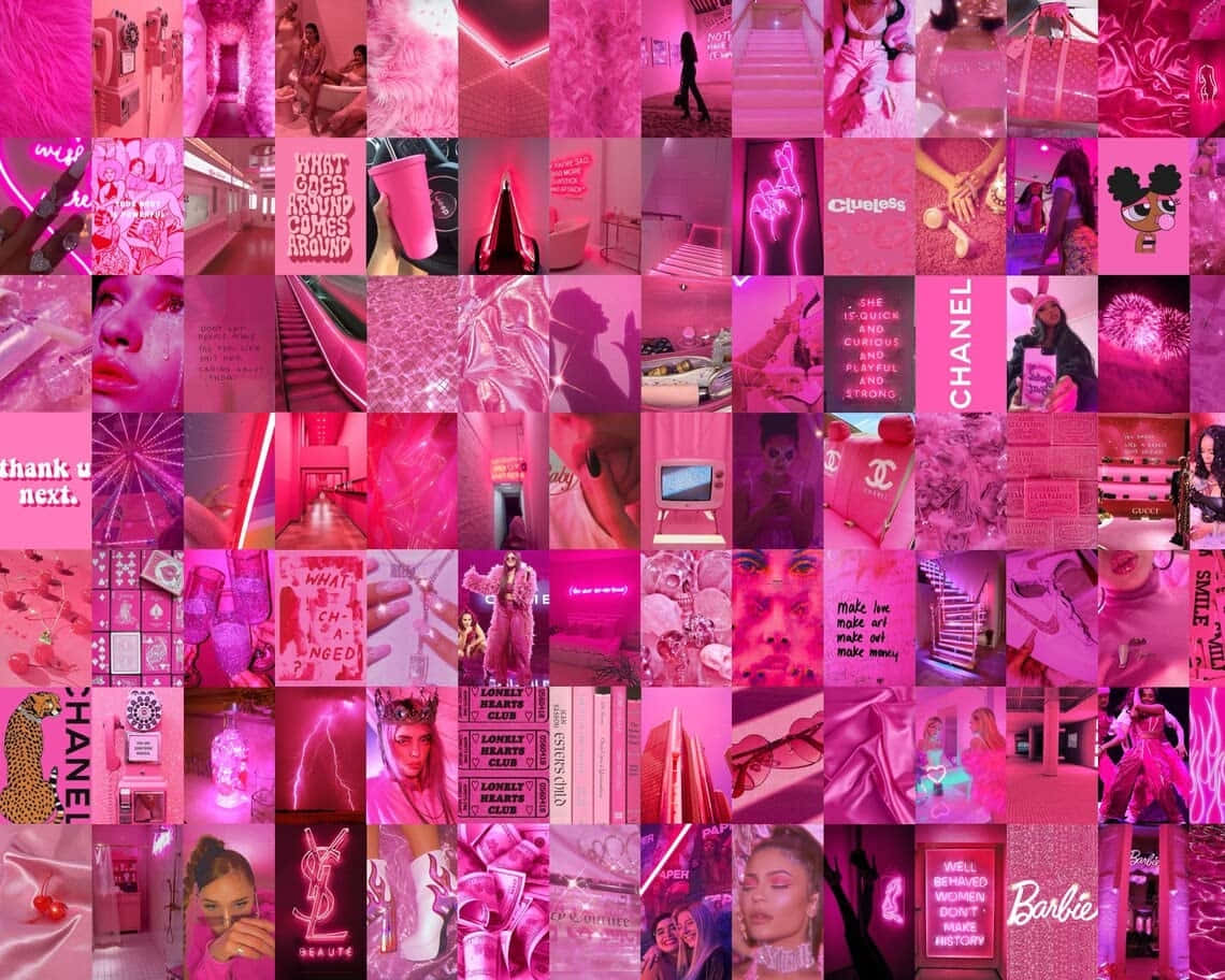 hot pink aesthetic, neon aesthetic, collage mosaic, SD Desktop Wallpaper