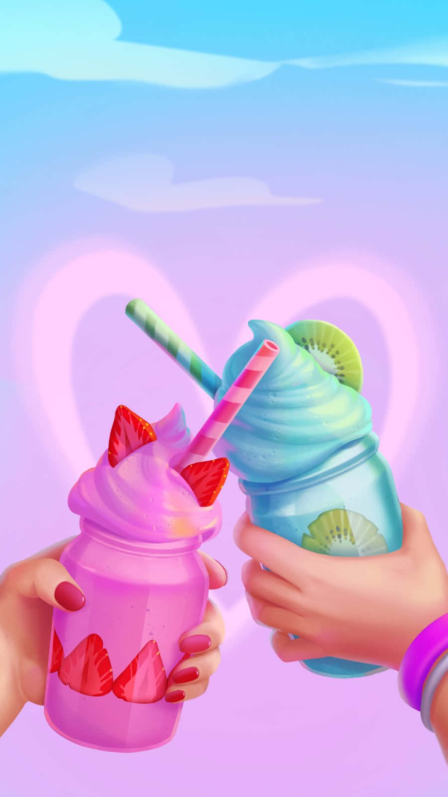 cute ice cream jar, summer flavors, pastel sky, HD Phone Wallpaper