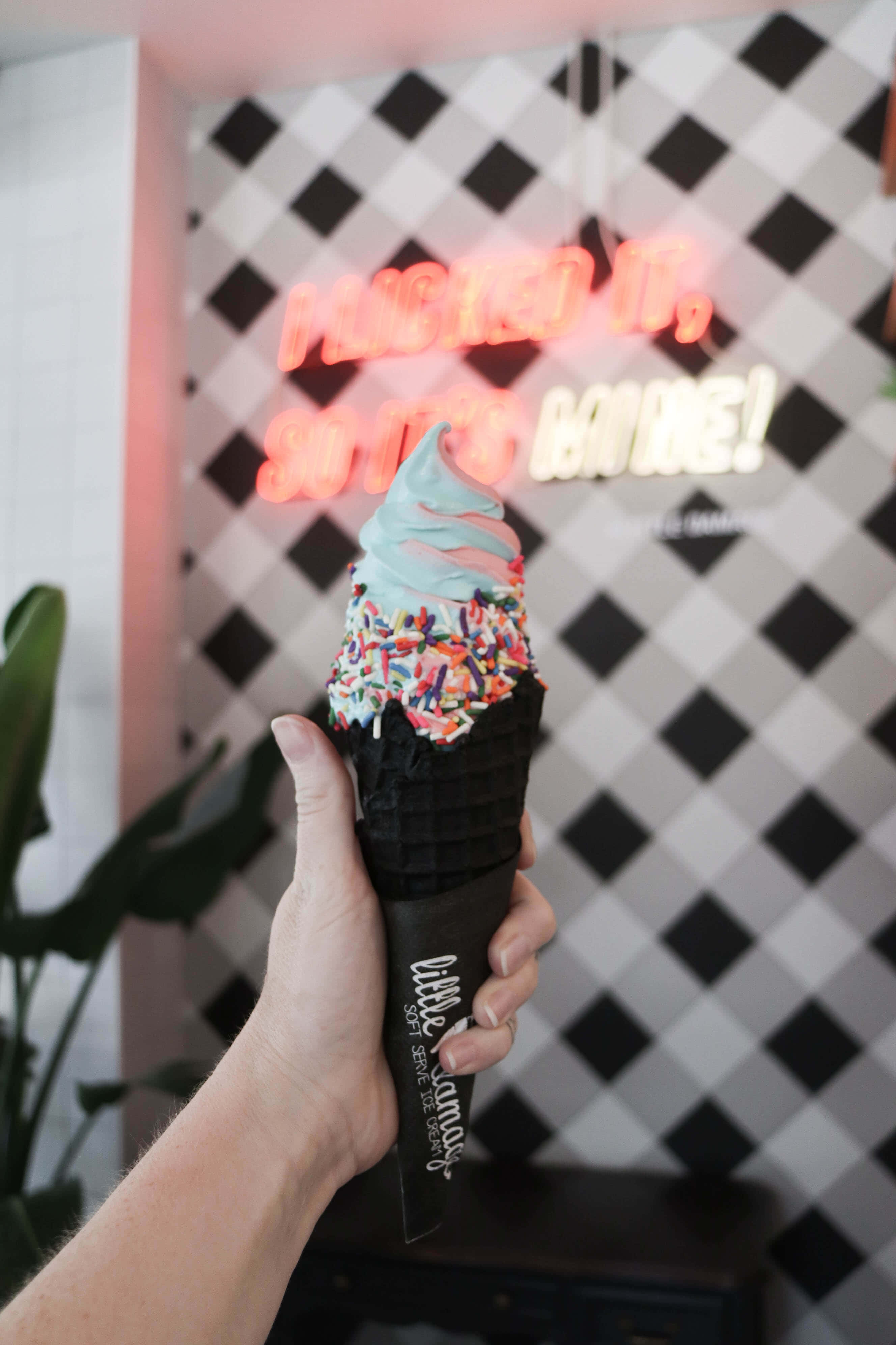 black cone, pastel swirl, colorful sprinkles, 4K Phone Wallpaper