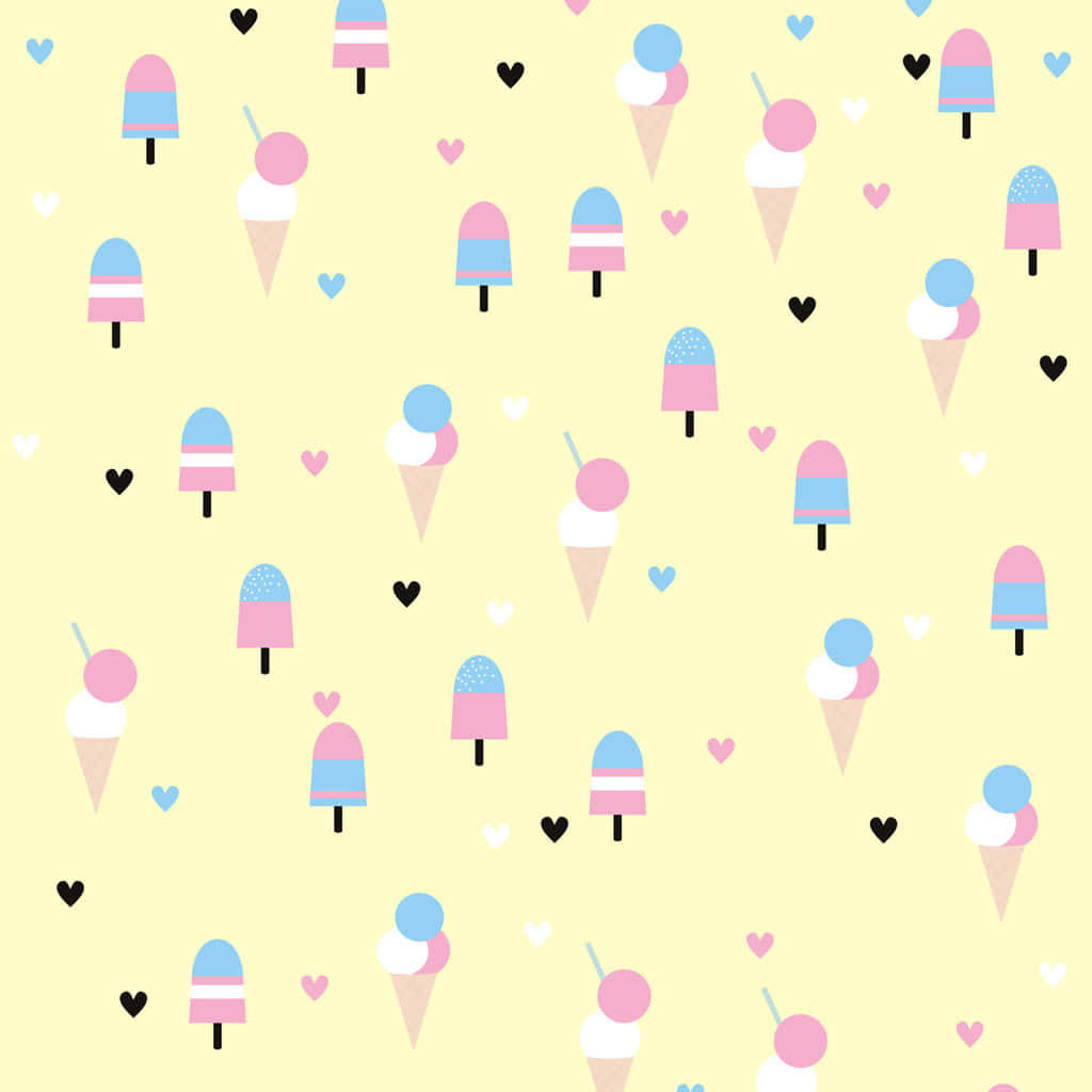 pastel yellow, pastel-colored ice cream cones, popsicles, SD Desktop Wallpaper