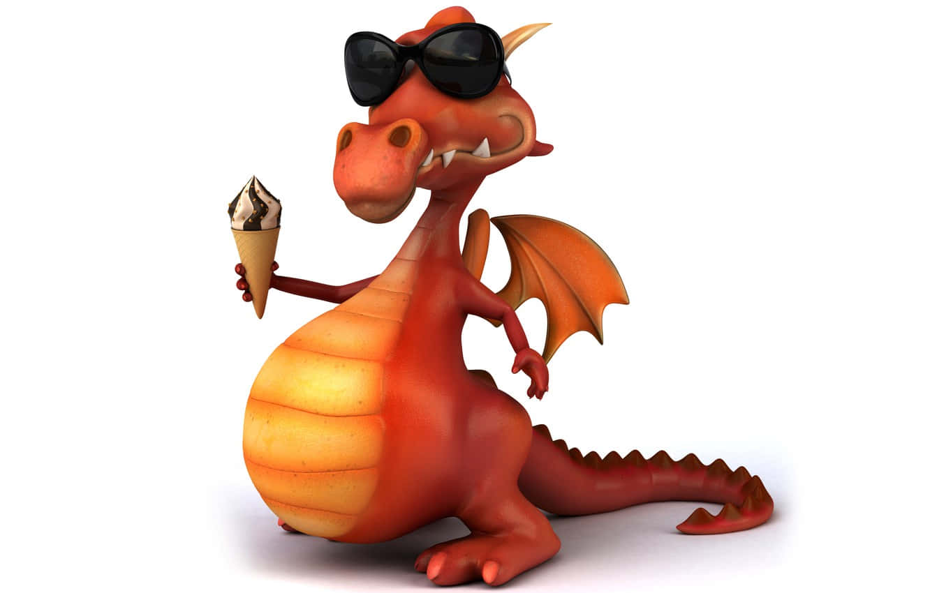 red dragon, sunglasses, ice cream cone, HD Desktop Wallpaper