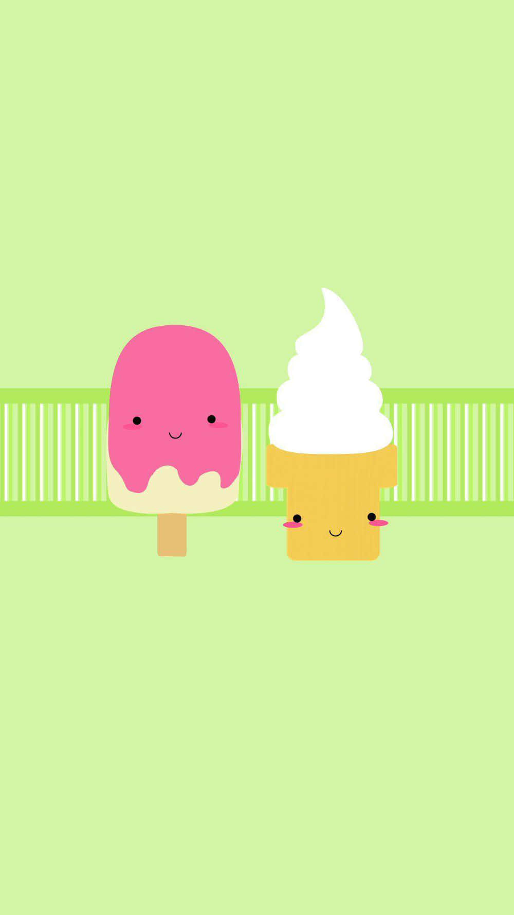 pink popsicle, white soft serve cone, light green background, HD Phone Wallpaper
