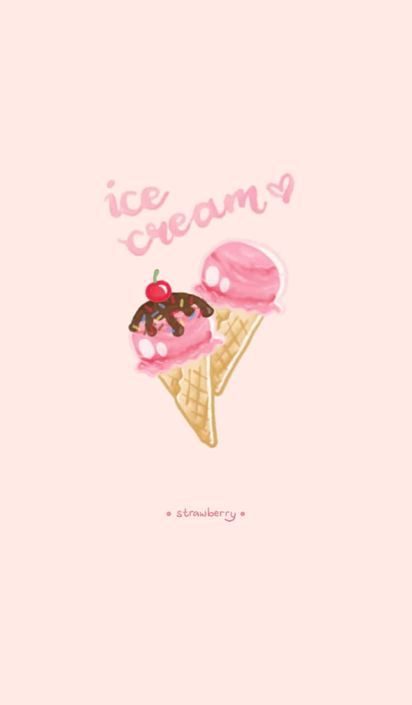 strawberry flavor, pink strawberry ice cream cones, chocolate drizzle, HD Phone Wallpaper