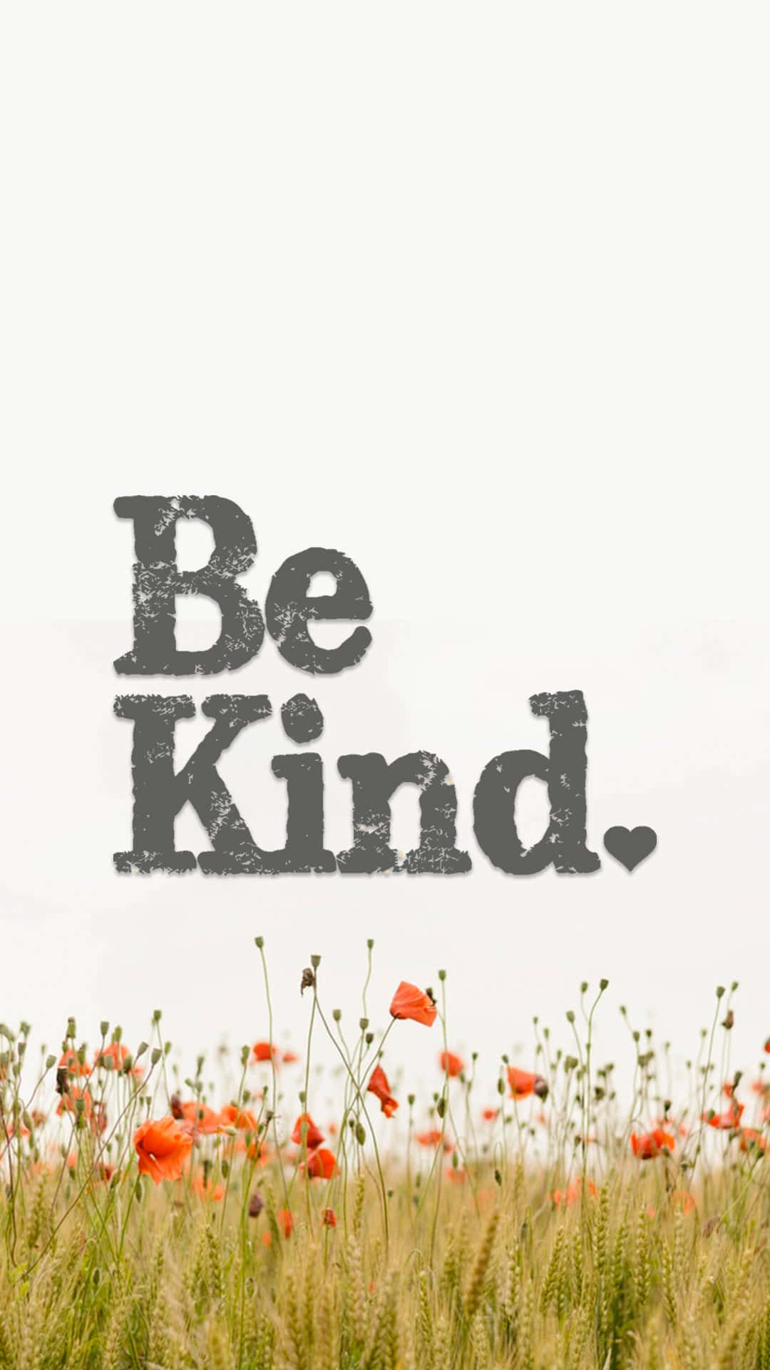 Be Kind, orange poppies, soft sky, Full HD Phone Wallpaper