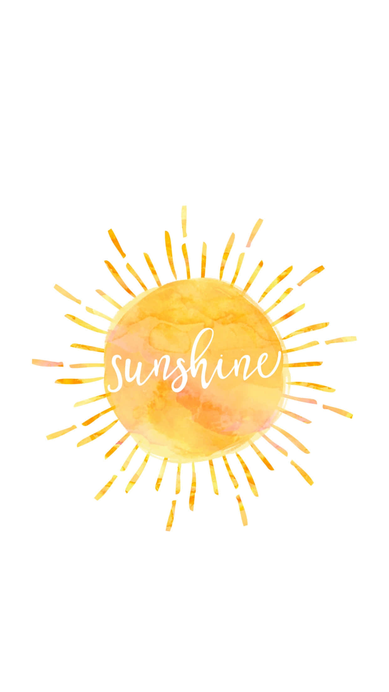 watercolor, sun, radiating rays, Full HD Phone Wallpaper