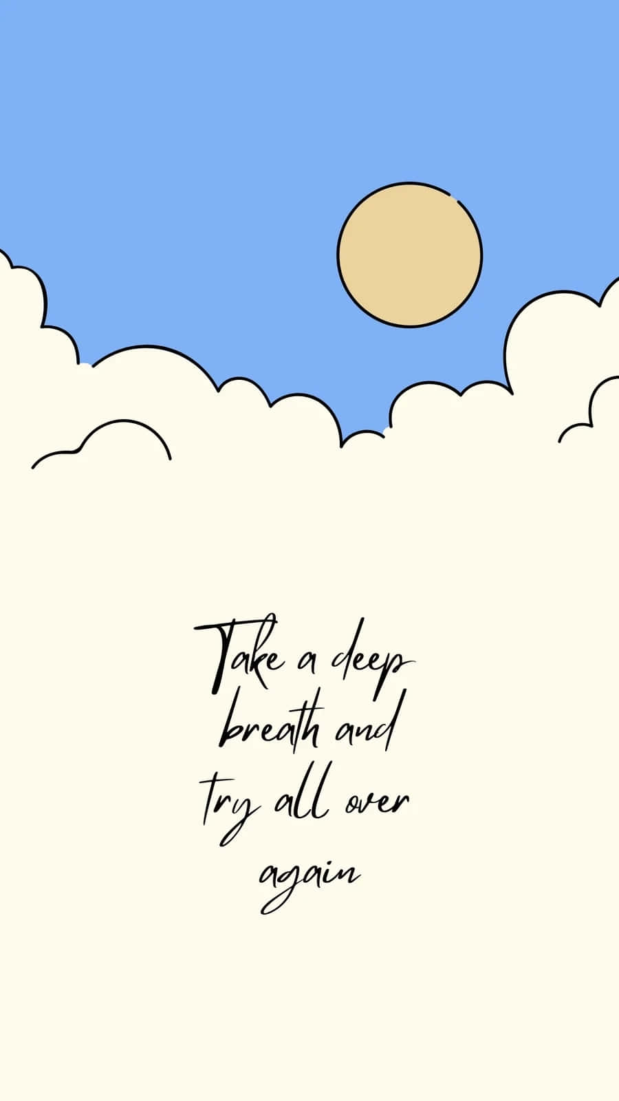 yellow sun, white clouds, cursive text, HD Phone Wallpaper