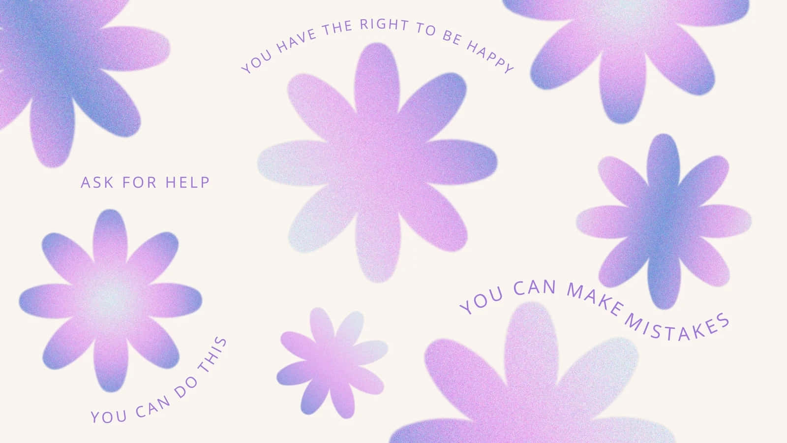 pastel purple flowers, uplifting affirmations, soft cream background, HD Desktop Wallpaper