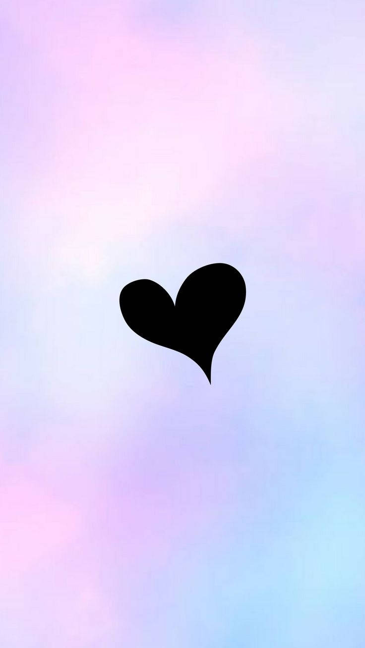 black heart, pastel gradient sky, pink, HD Phone Wallpaper