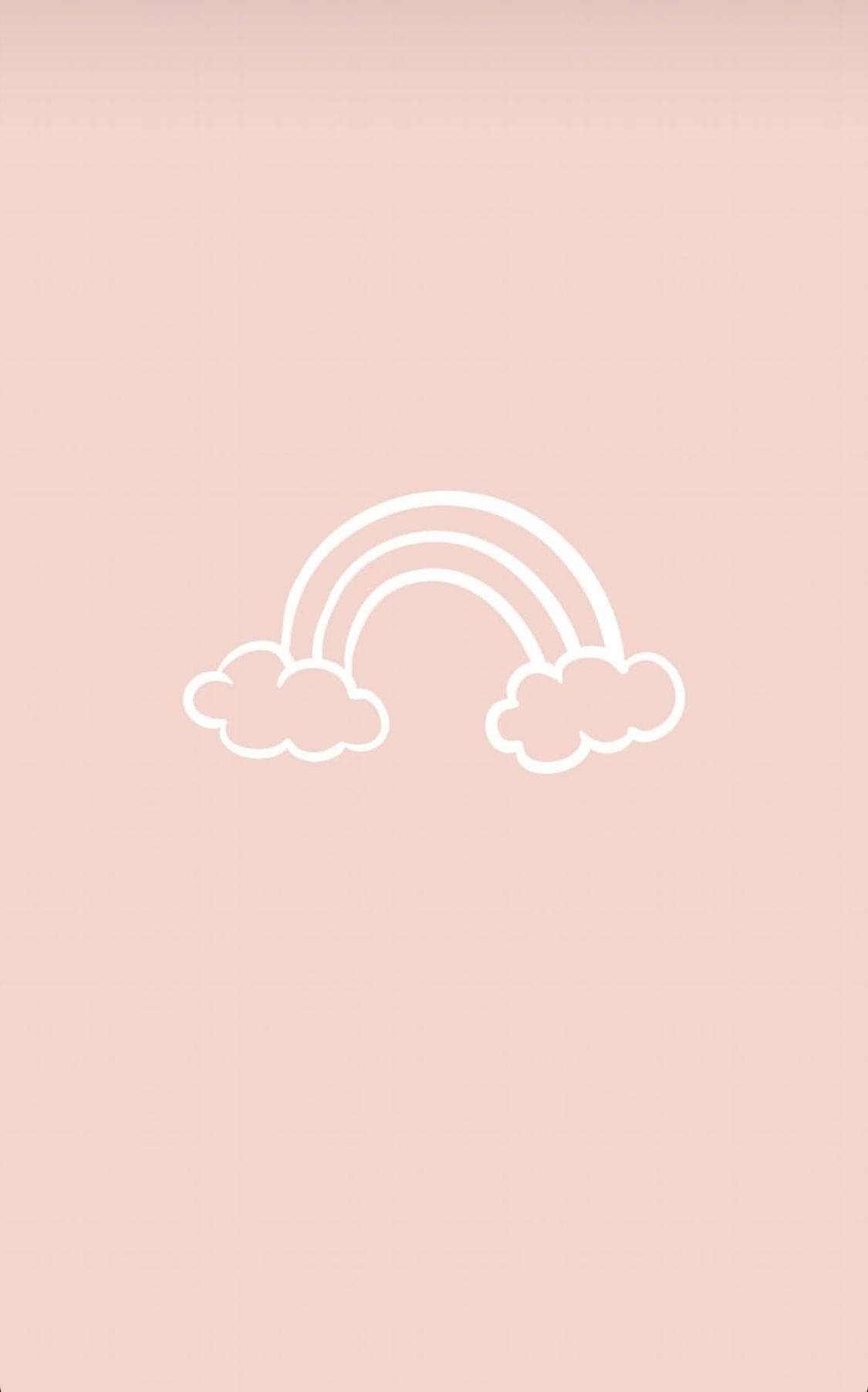rainbow, clouds, soft pink background, HD Phone Wallpaper