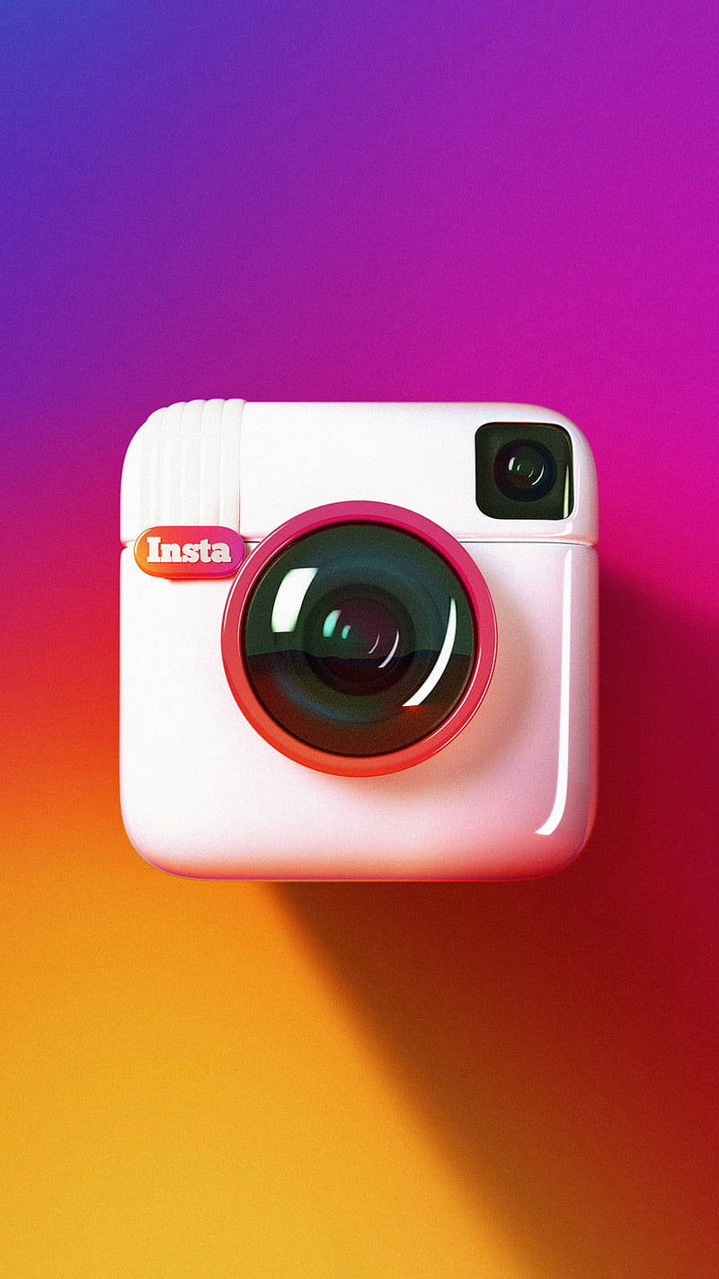 Insta camera, white, red accents, HD Phone Wallpaper