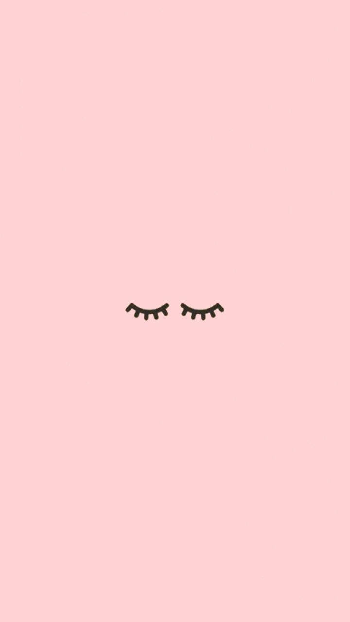 minimalist, black eyelashes, soft pink background, SD Phone Wallpaper