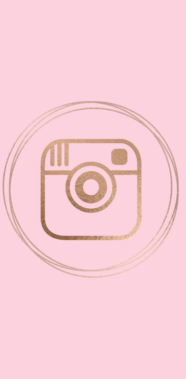 Instagram logo, gold glitter, double circle, HD Phone Wallpaper