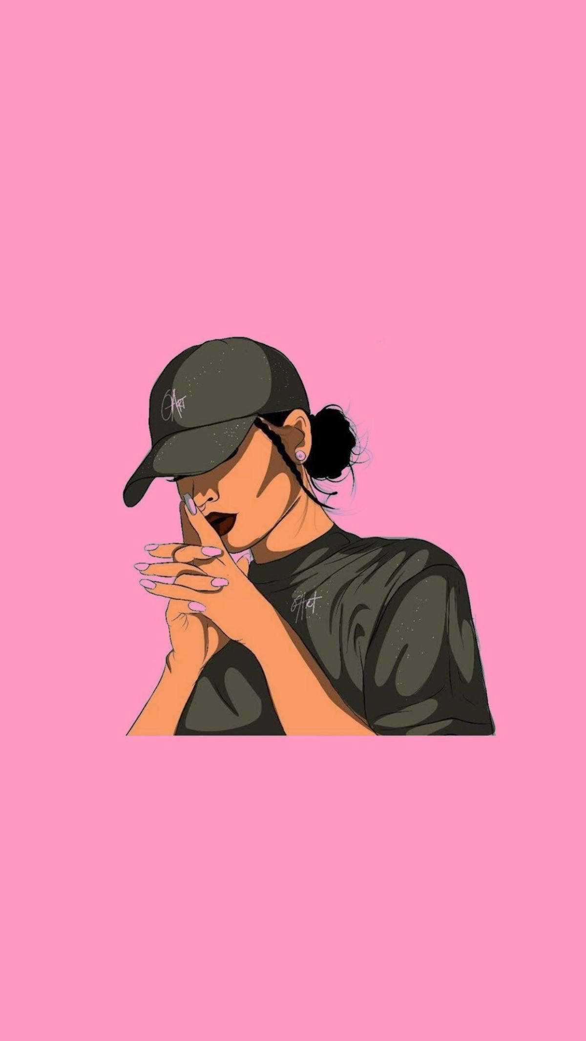 cool girl, black cap, black shirt, Full HD Phone Wallpaper