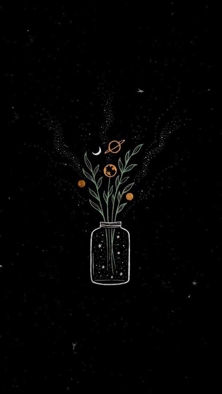 dark cute ipad, cosmic flowers, planets, HD Phone Wallpaper
