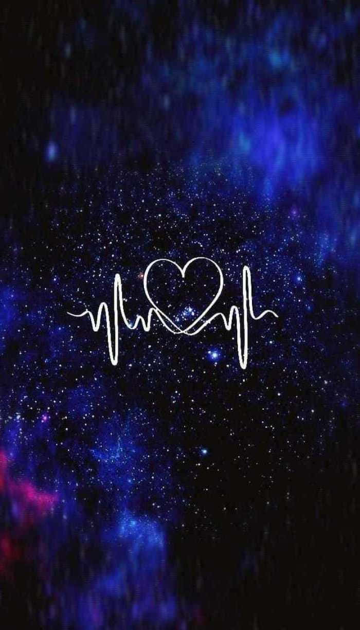 Dark Cute Heartbeat iPad, white heartbeat line, heart shape, SD Phone Wallpaper
