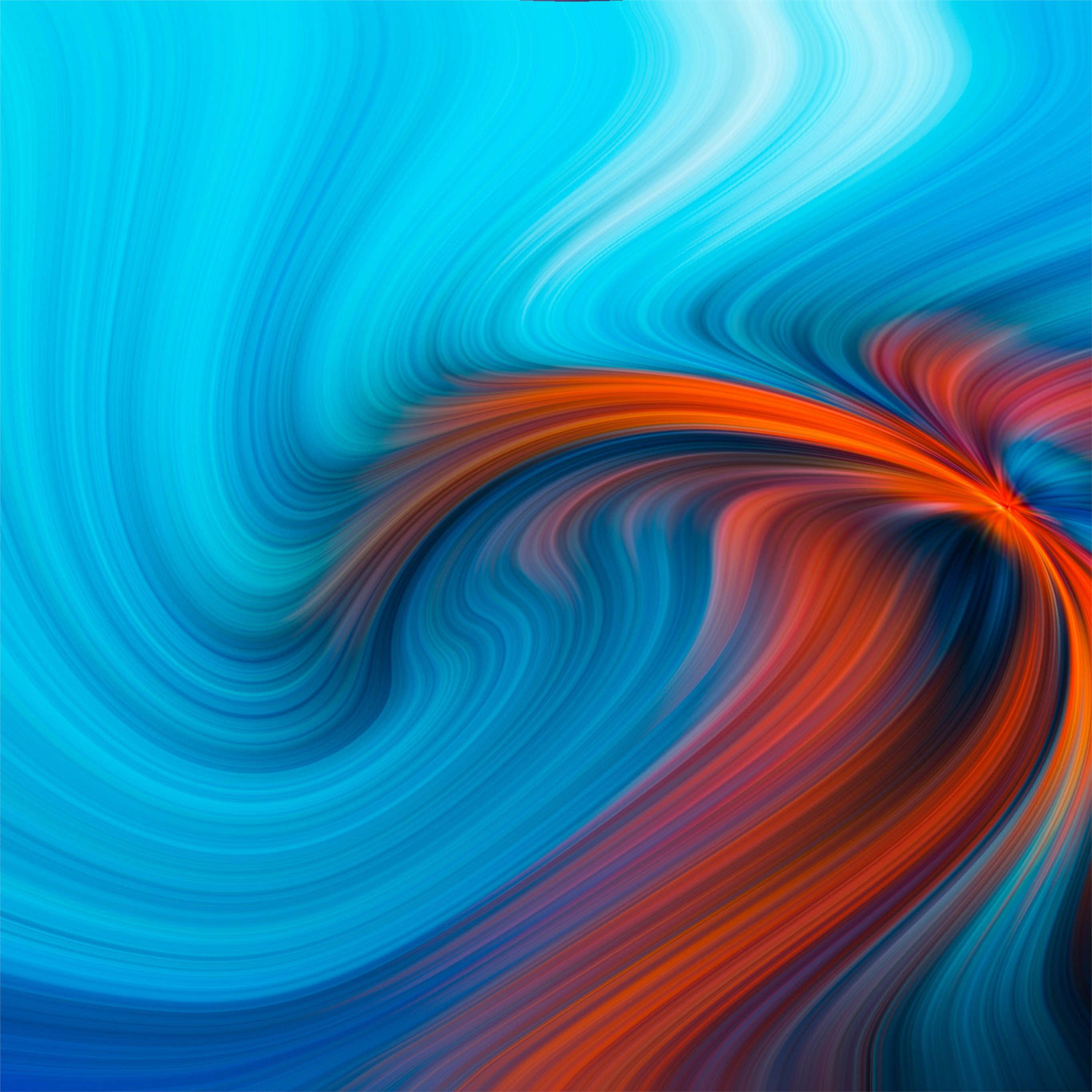 Blue iPad, vibrant abstract swirls, blue and orange, 2K Desktop Wallpaper