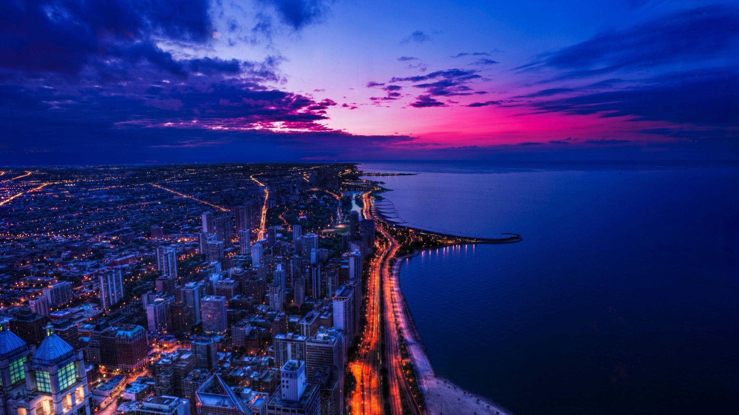 Captivating Skyline, iPad, twilight, 2K Desktop Wallpaper