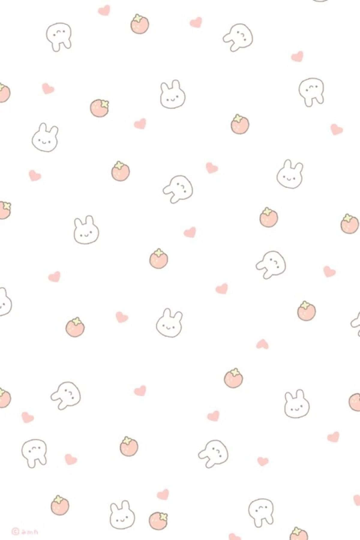 Cute Aesthetic iPad, soft white background, cute minimalist bunny faces, HD Phone Wallpaper