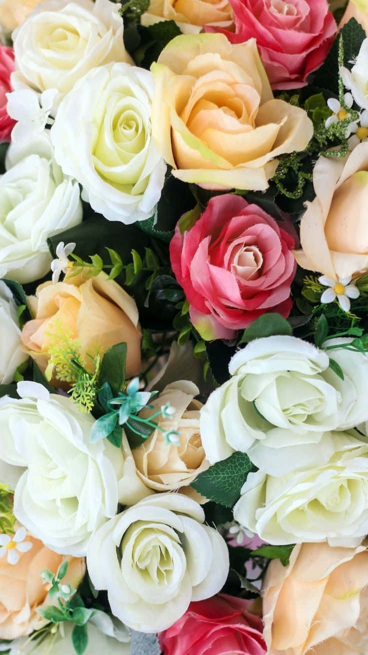 artificial roses, vase, green leaves, HD Phone Wallpaper