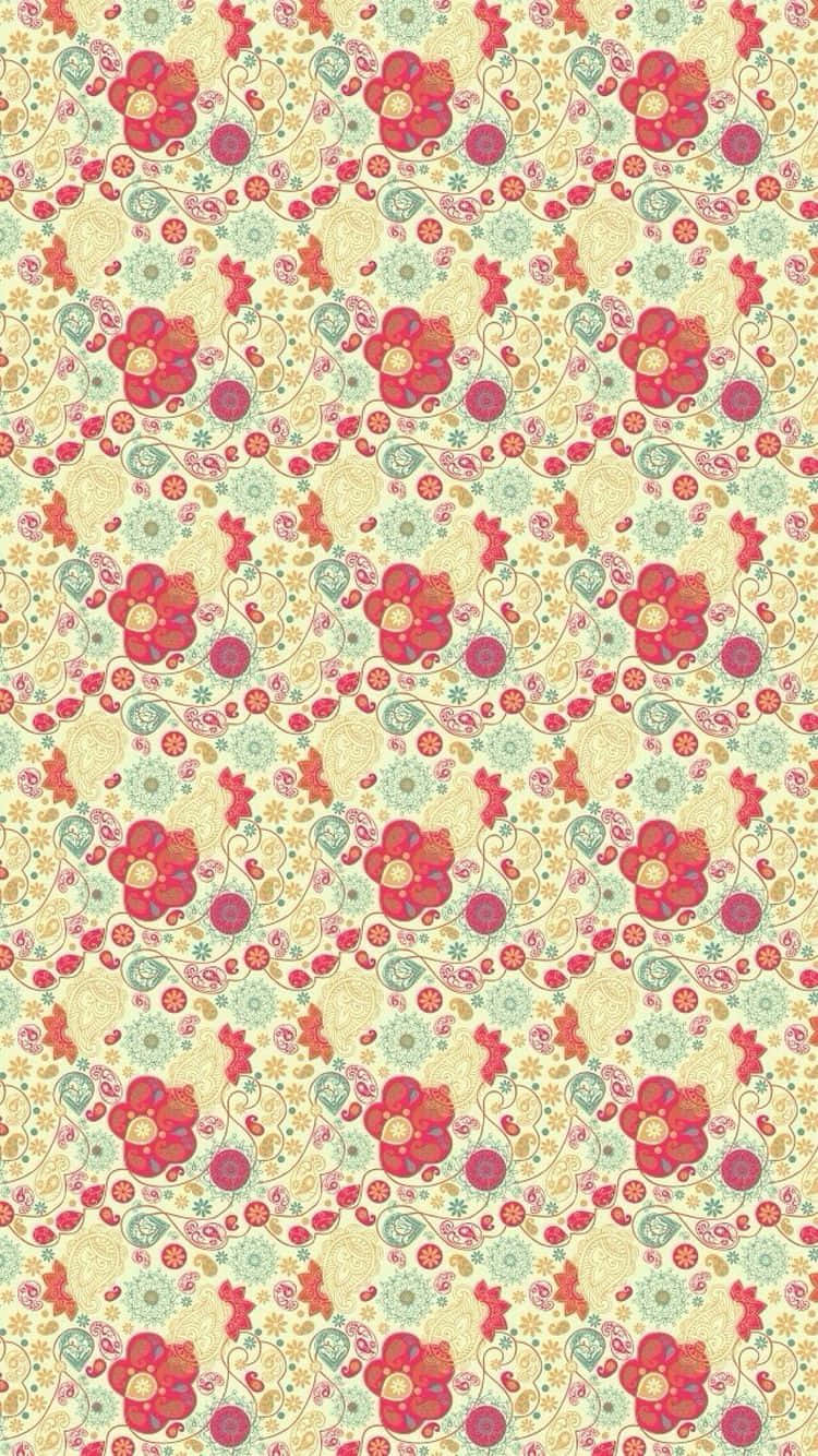 floral pattern, red flowers, yellow flowers, HD Phone Wallpaper