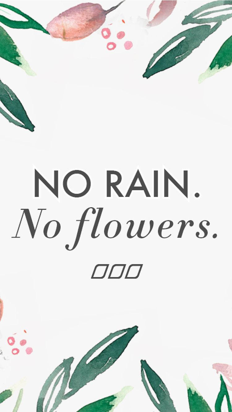 rain flowers, watercolor floral border, minimalist quote, HD Phone Wallpaper