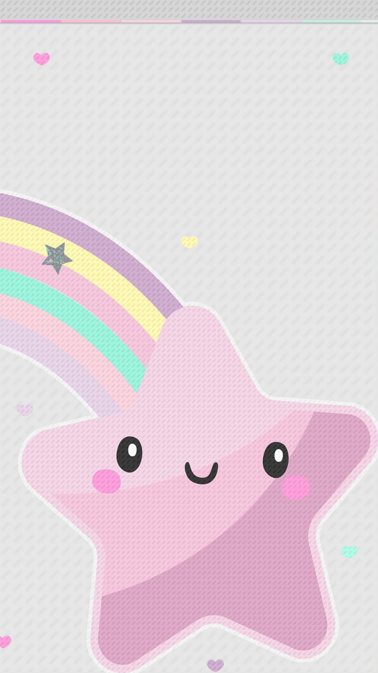 rainbow star, pink star, rainbow tail, Full HD Phone Wallpaper