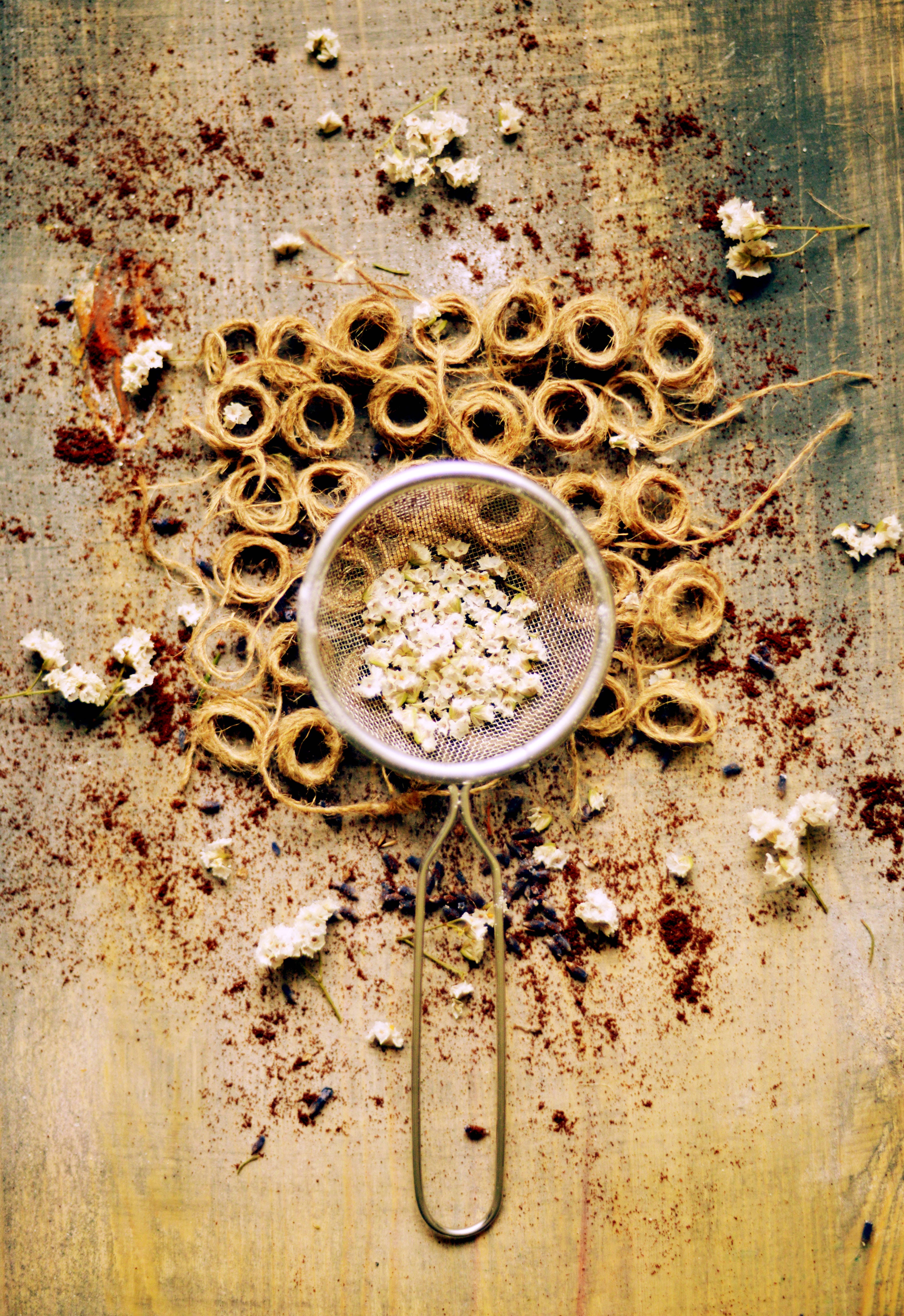 iPhone Lock Screen, metal sieve, white popcorn kernels, 4K Phone Wallpaper