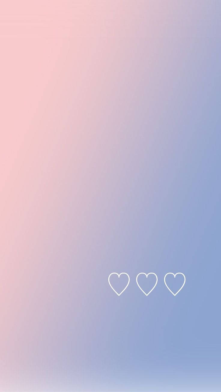 white hearts, pink to blue soft gradient, three white outlined hearts, HD Phone Wallpaper