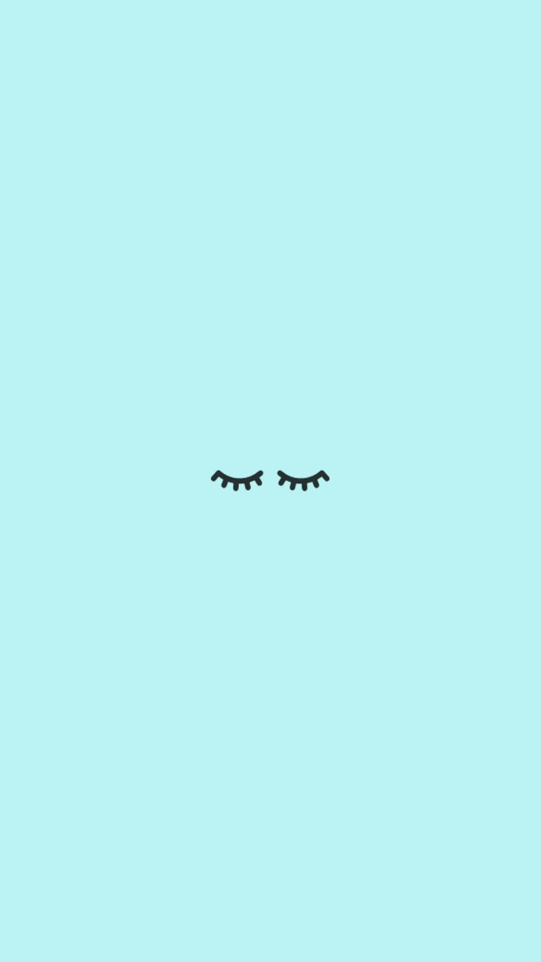 Cute iPhone Teal, mint green, black eyelashes, Full HD Phone Wallpaper