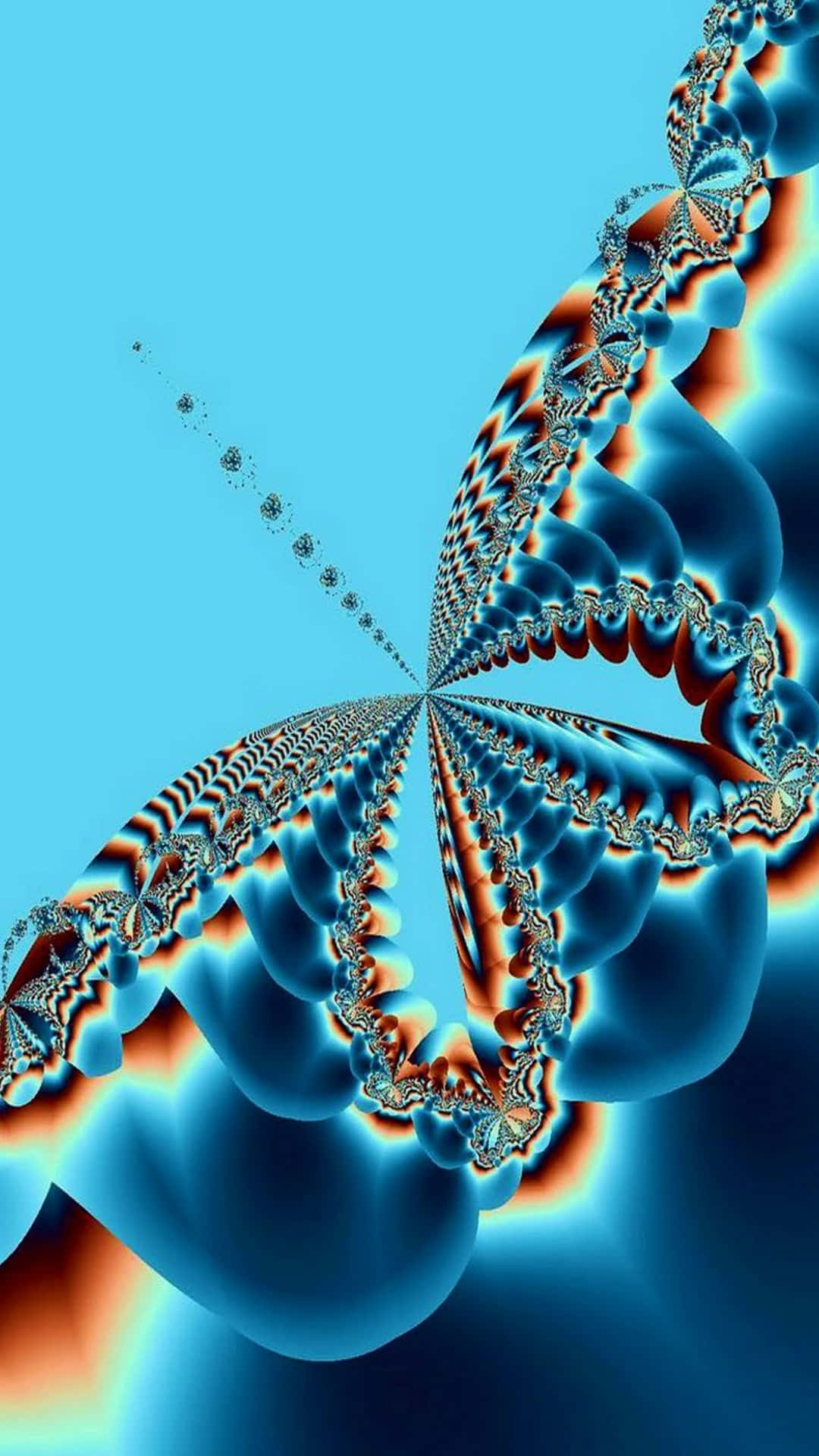 Cute iPhone Teal, abstract butterfly, fractal butterfly, Full HD Phone Wallpaper