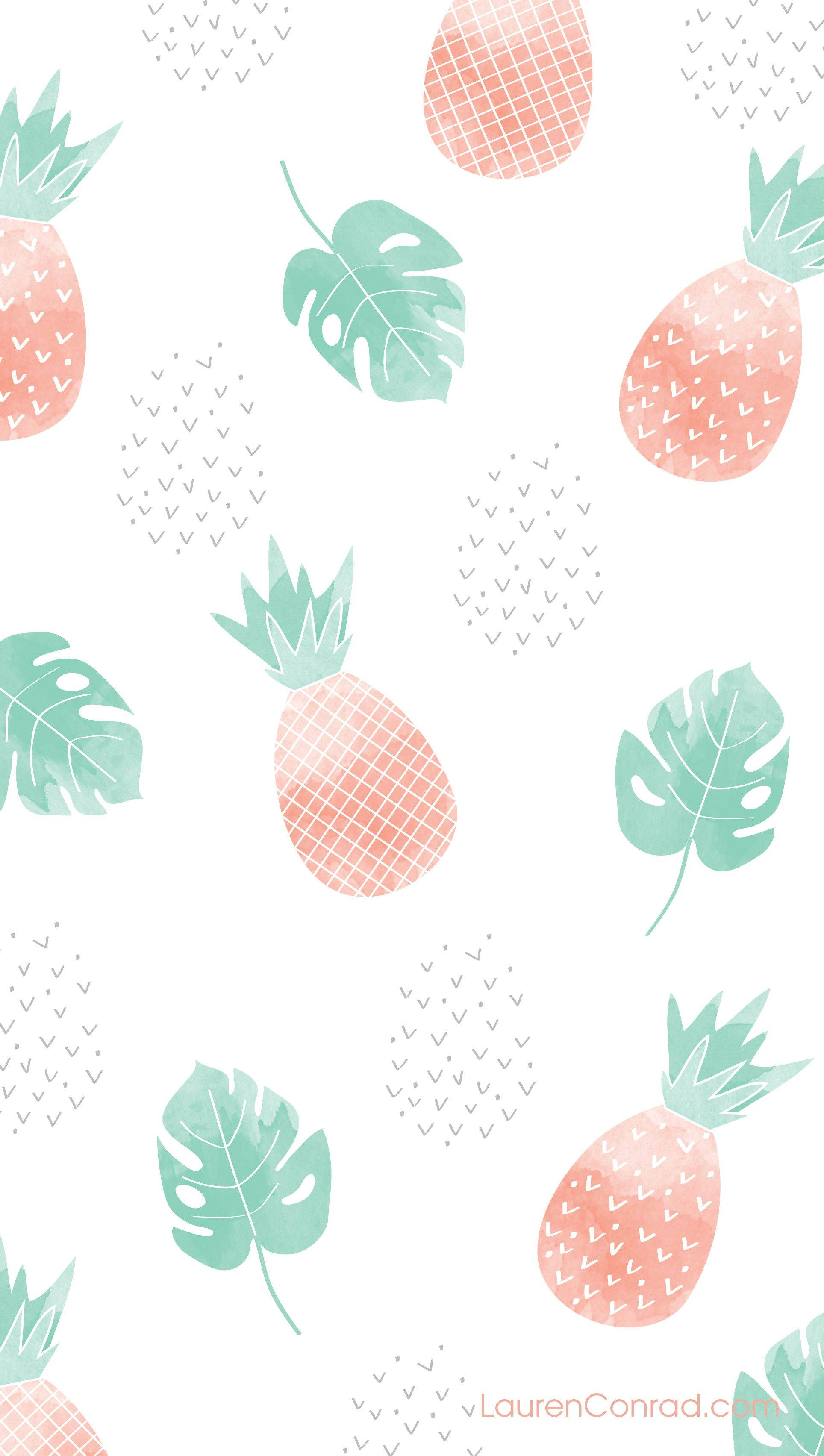 Pineapple, Mint monstera leaves, Coral pineapples, 2K Phone Wallpaper