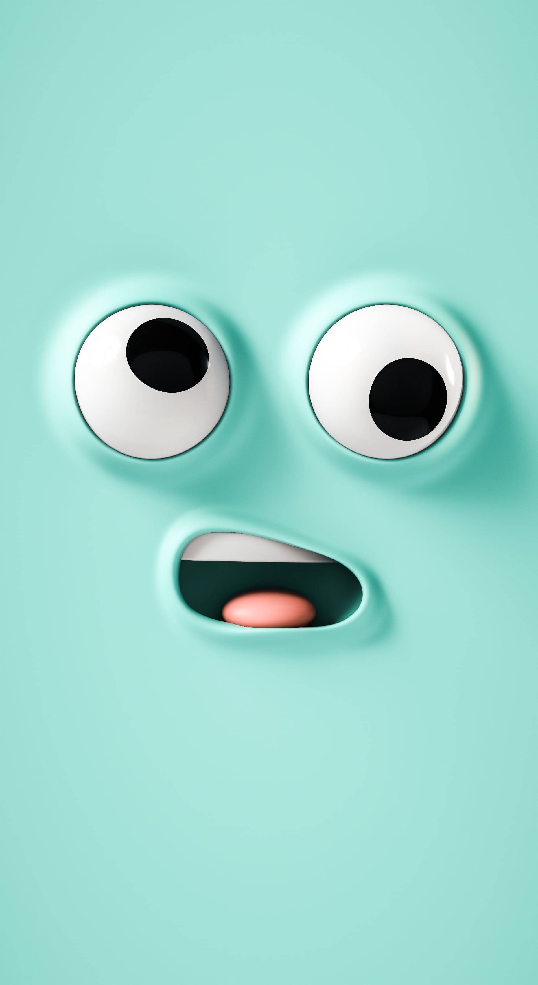 8K iPhone, mint green, cartoon face, 2K Phone Wallpaper