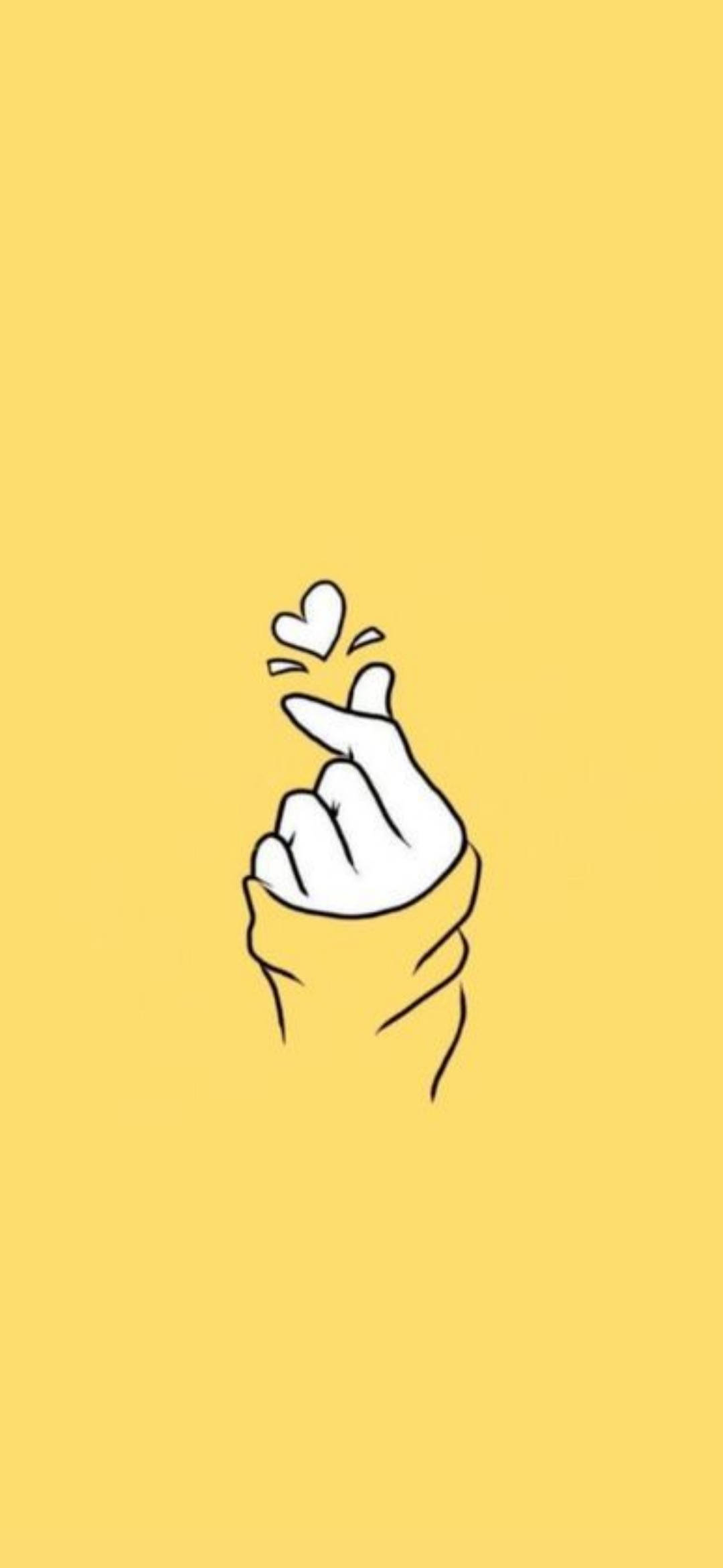 Korean, finger heart, minimalist line-art, Full HD Phone Wallpaper
